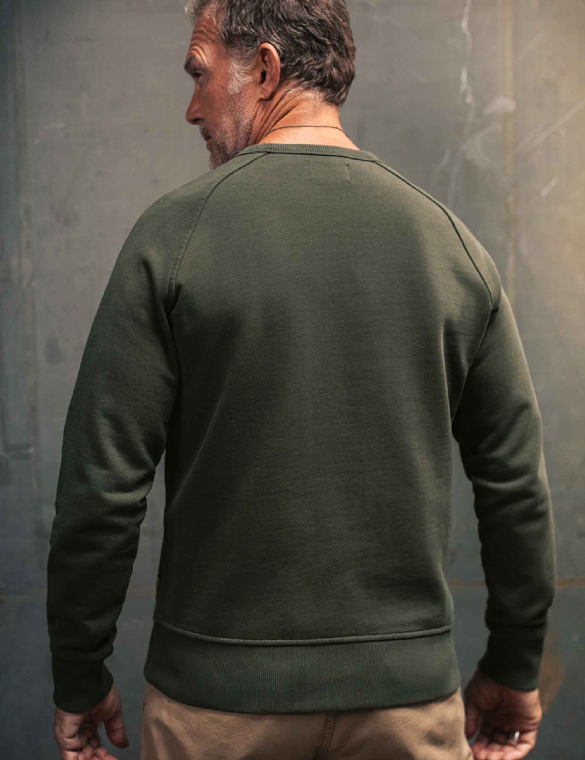 Finch Saddle Sleeve Crew Sweat - Forest Green - Image 4