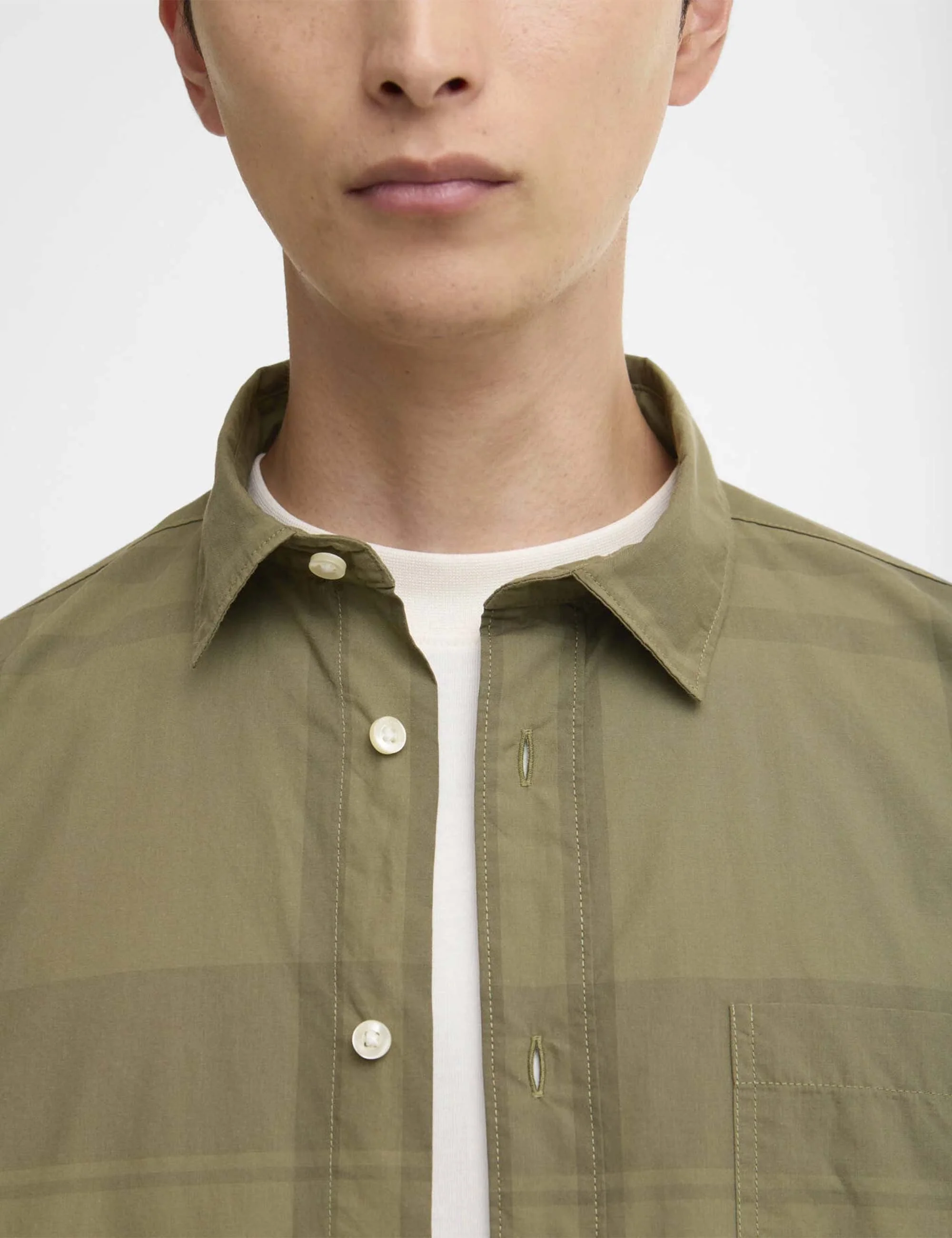 Tunstall Oversized Tonal Tartan Shirt - Burnt Olive - Image 5