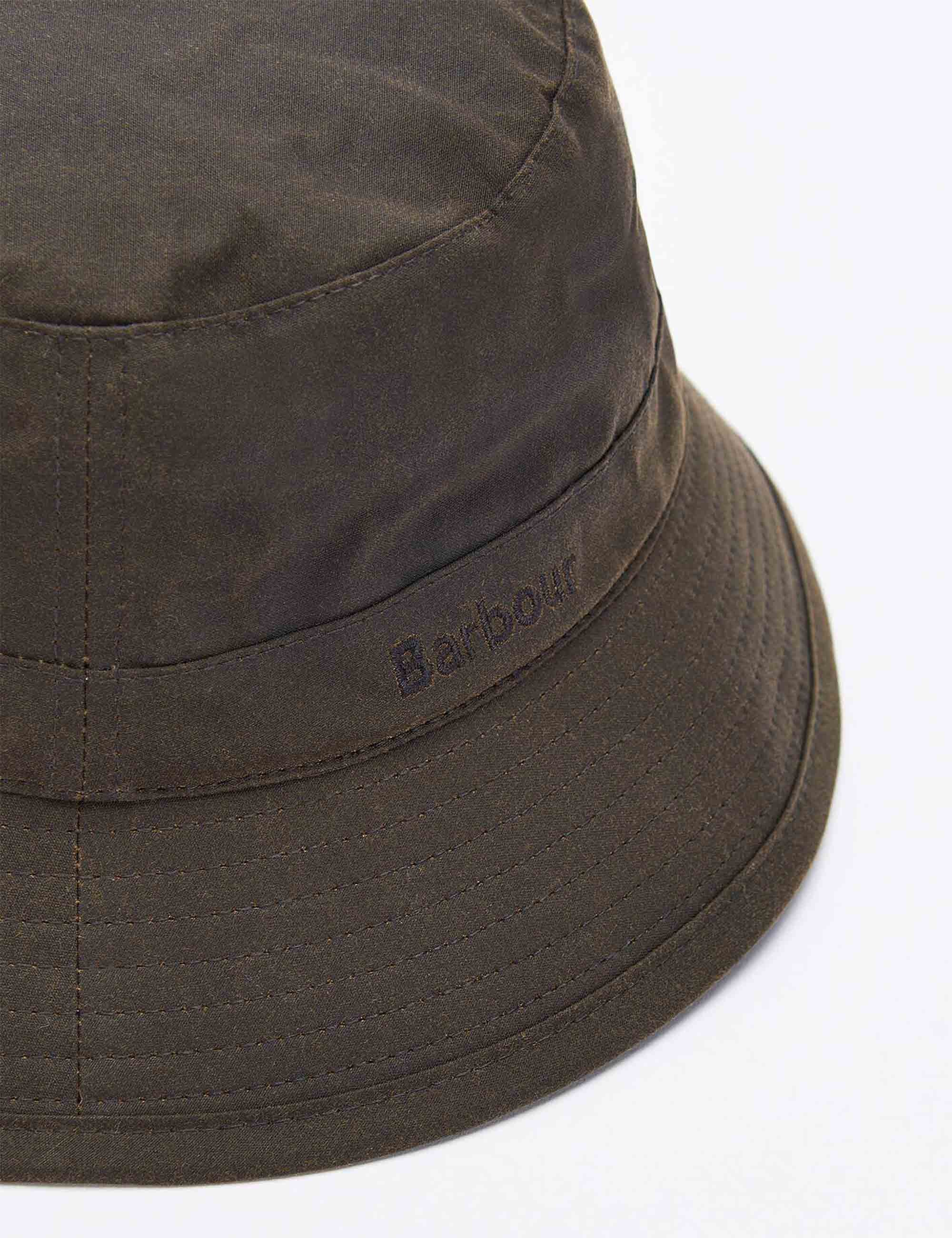 Waxed Bucket Hat - Olive - Image 3