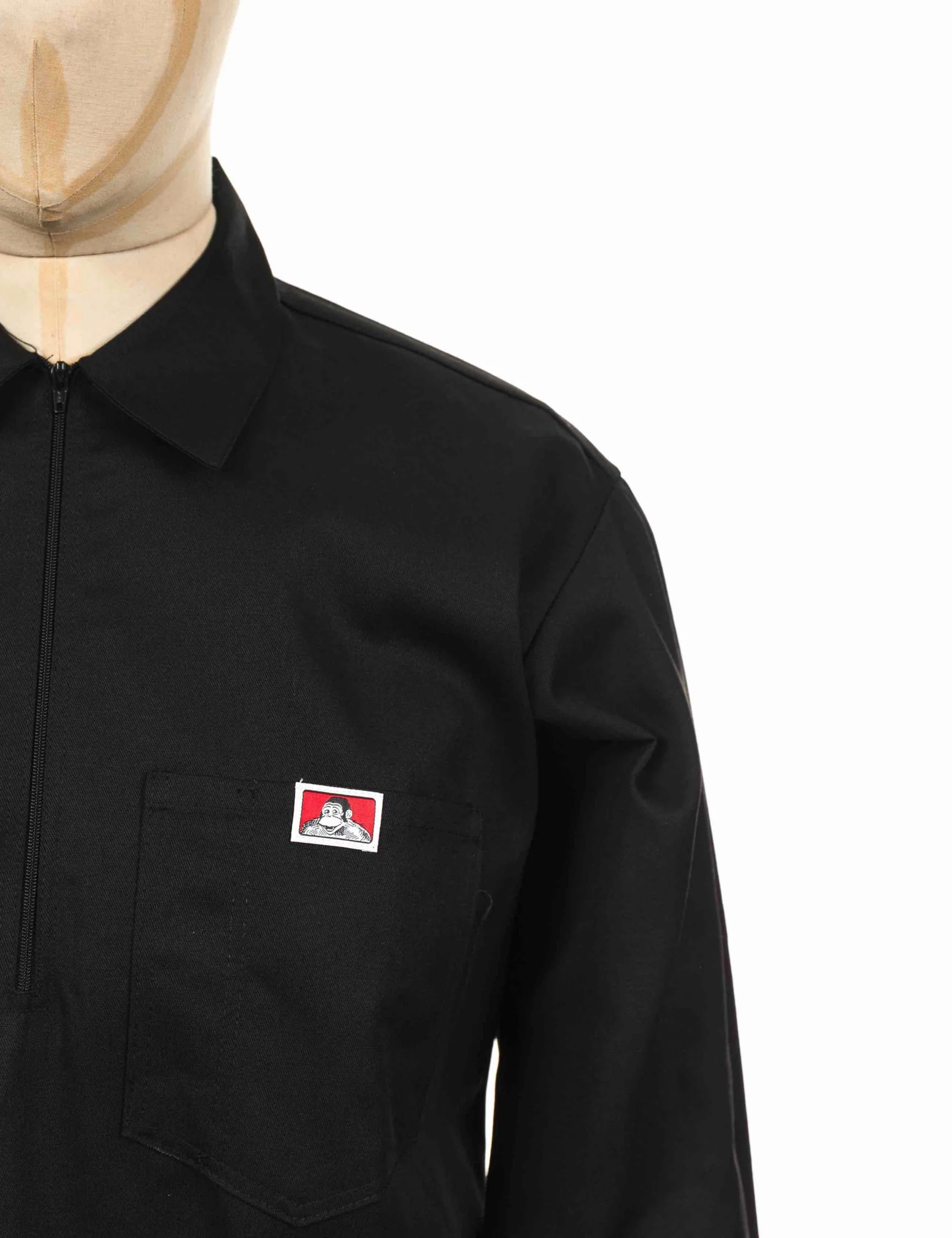 Half Zip Long Sleeve Work Shirt - Black - Image 3