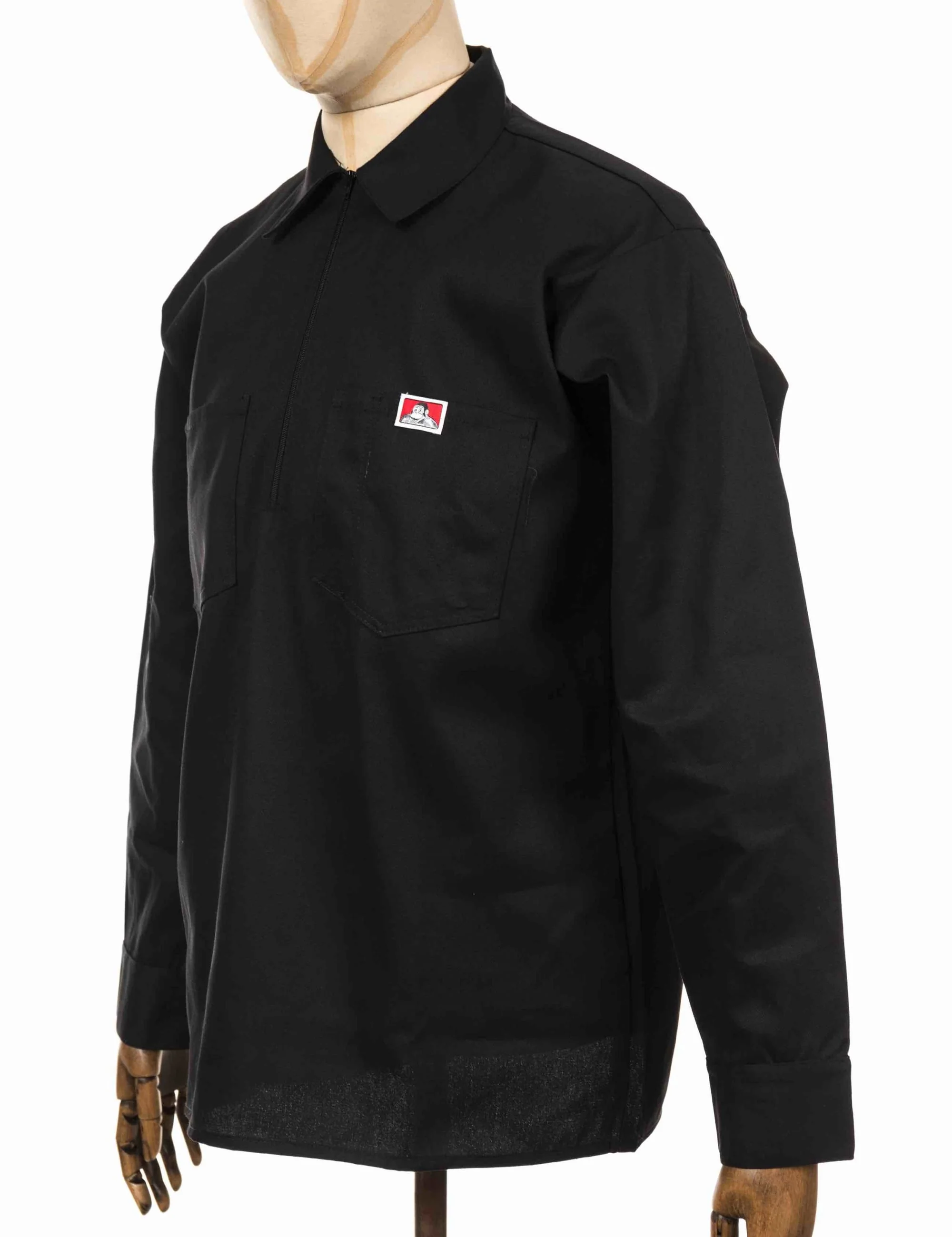 Half Zip Long Sleeve Work Shirt - Black - Image 4