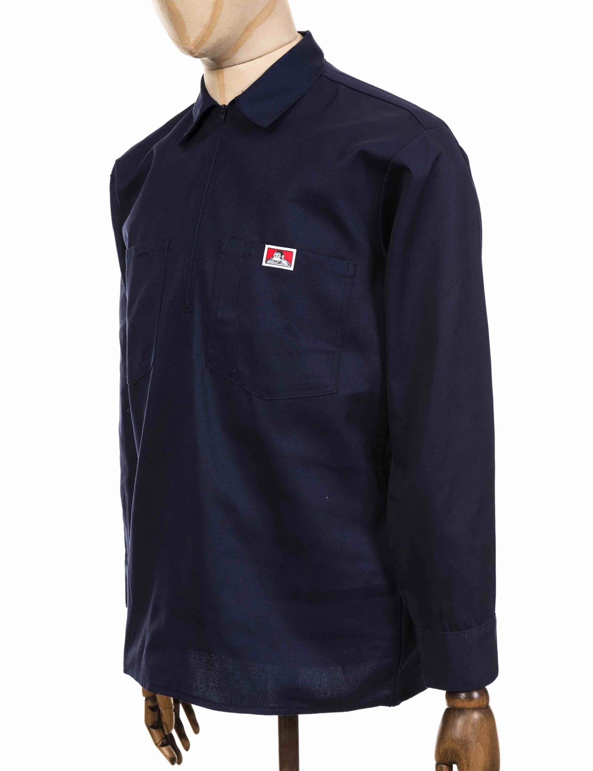 Half Zip Long Sleeve Work Shirt - Navy - Image 2