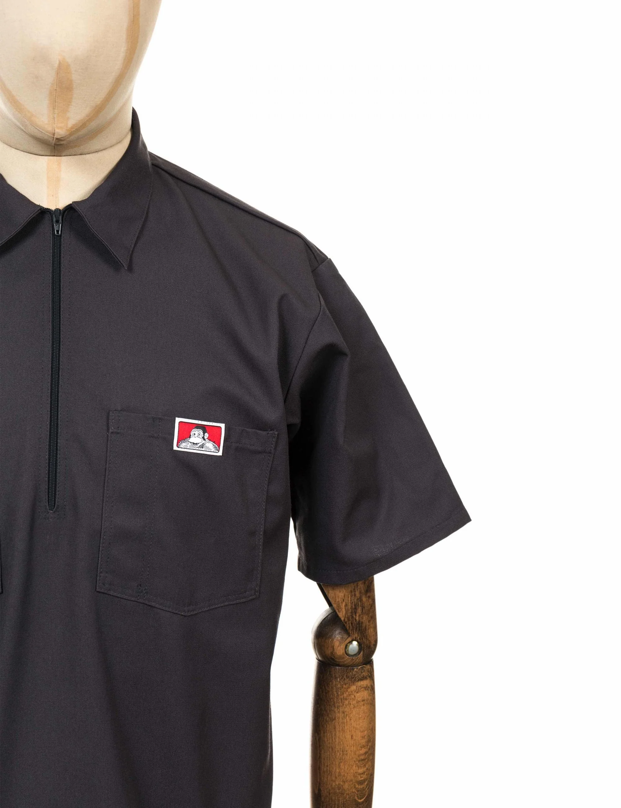 Half Zip Short Sleeve Work Shirt - Charcoal - Image 3