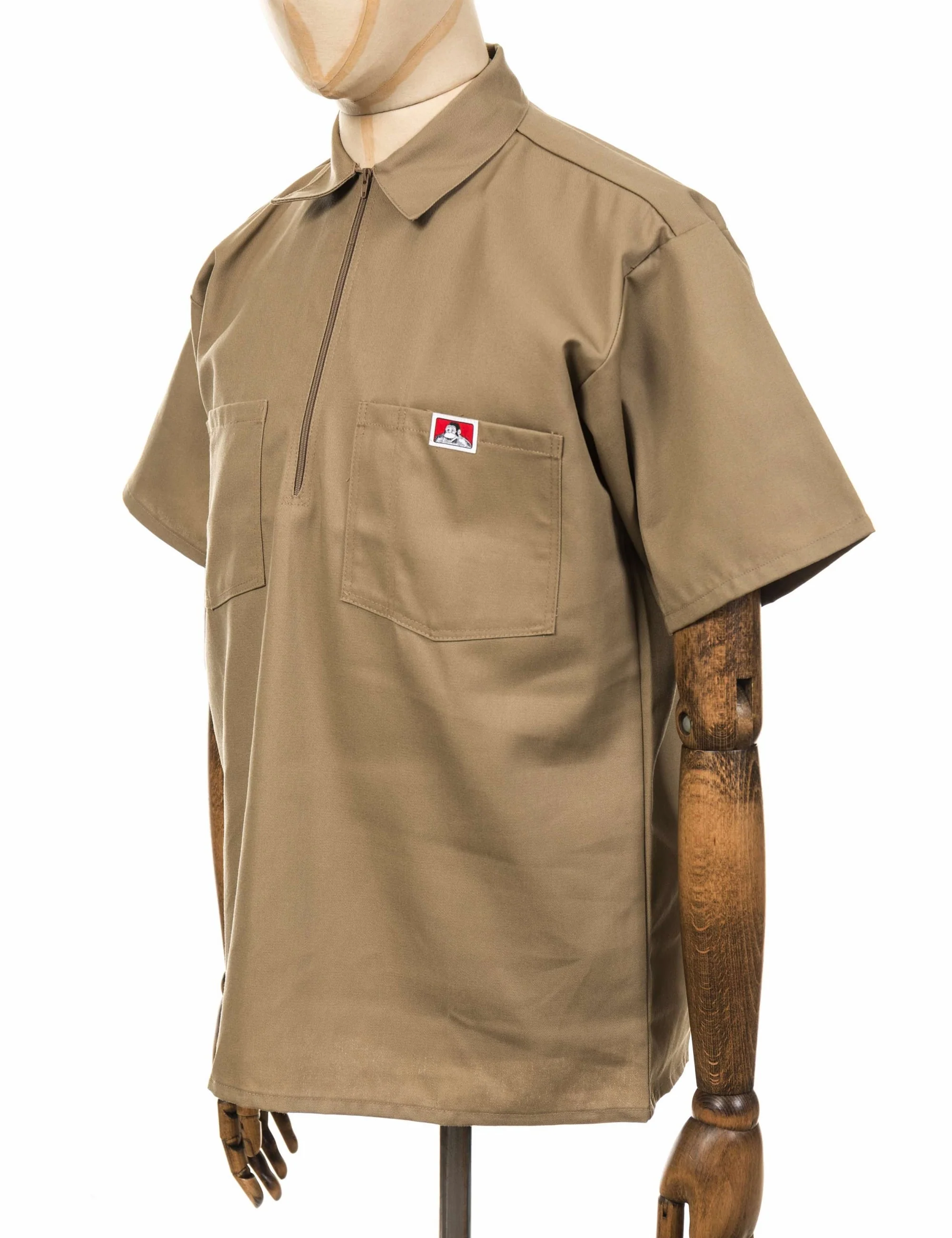 Half Zip Short Sleeve Work Shirt - Khaki - Image 4