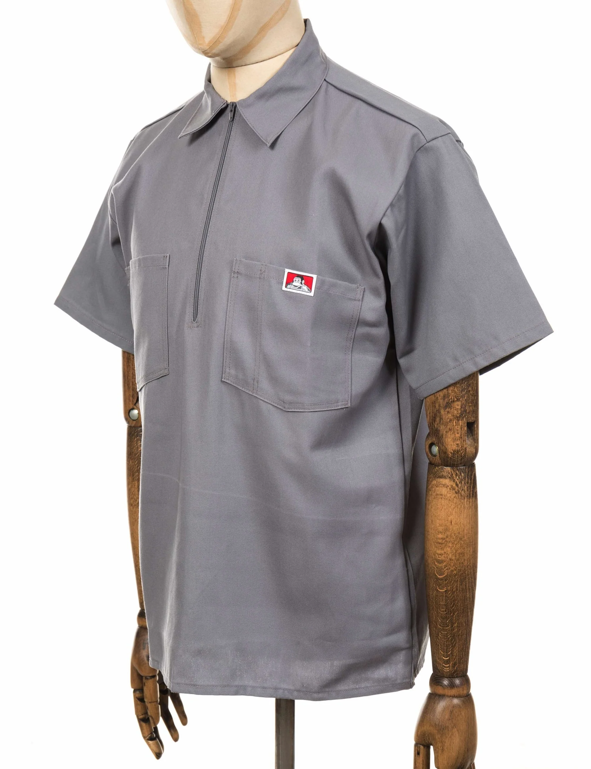 Half Zip Short Sleeve Work Shirt - Light Grey - Image 4