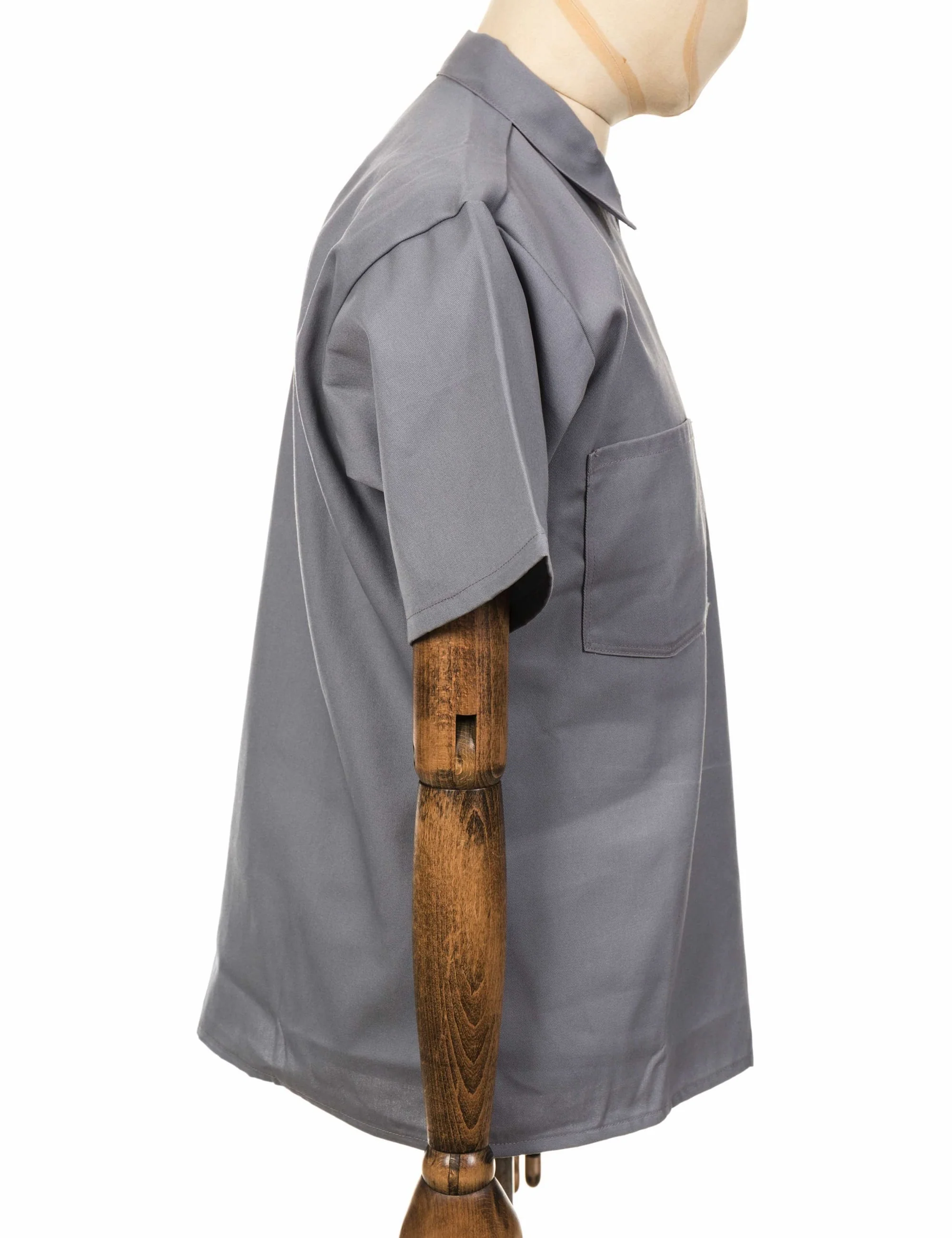 Half Zip Short Sleeve Work Shirt - Light Grey - Image 5