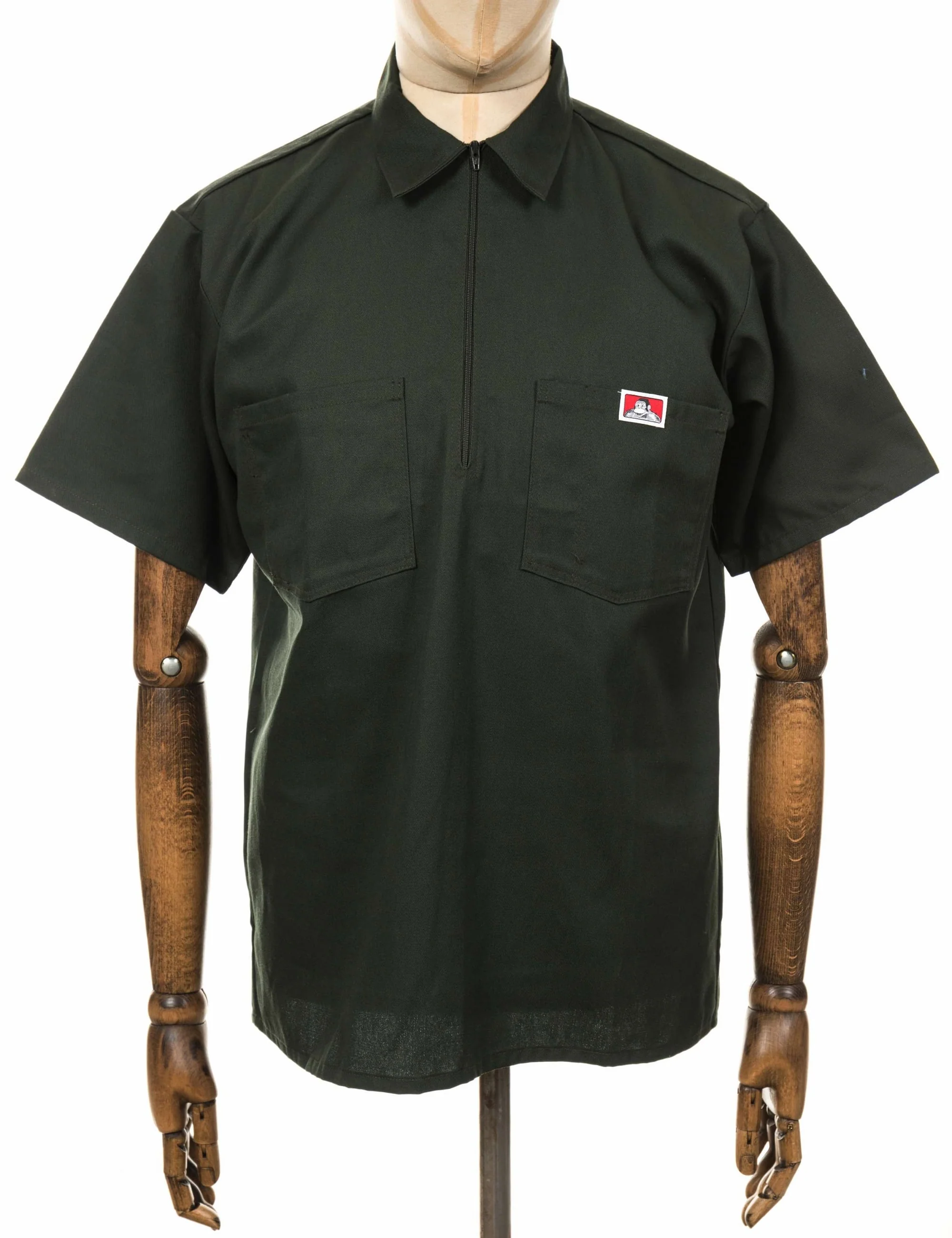 Half Zip Short Sleeve Work Shirt - Olive