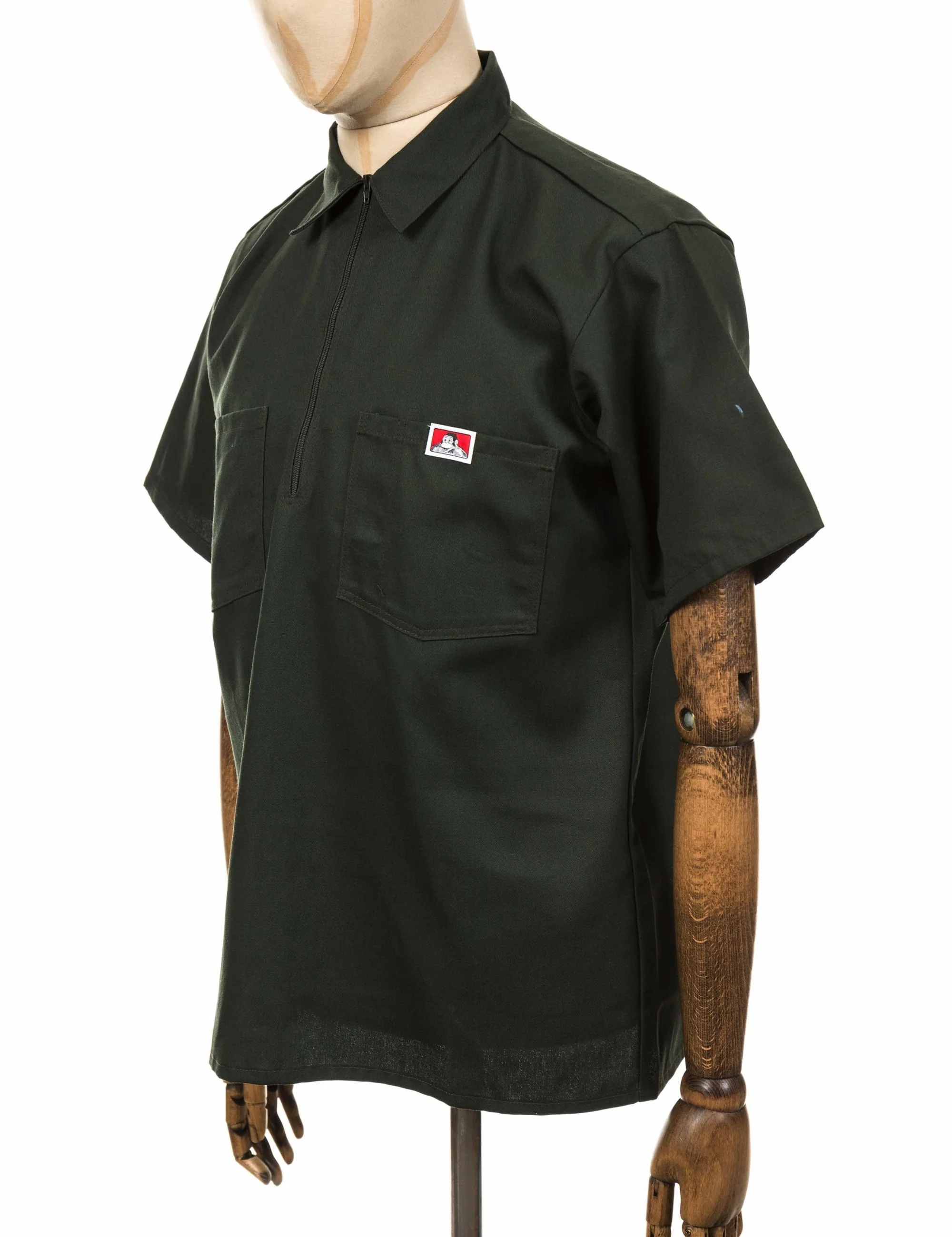 Half Zip Short Sleeve Work Shirt - Olive - Image 4