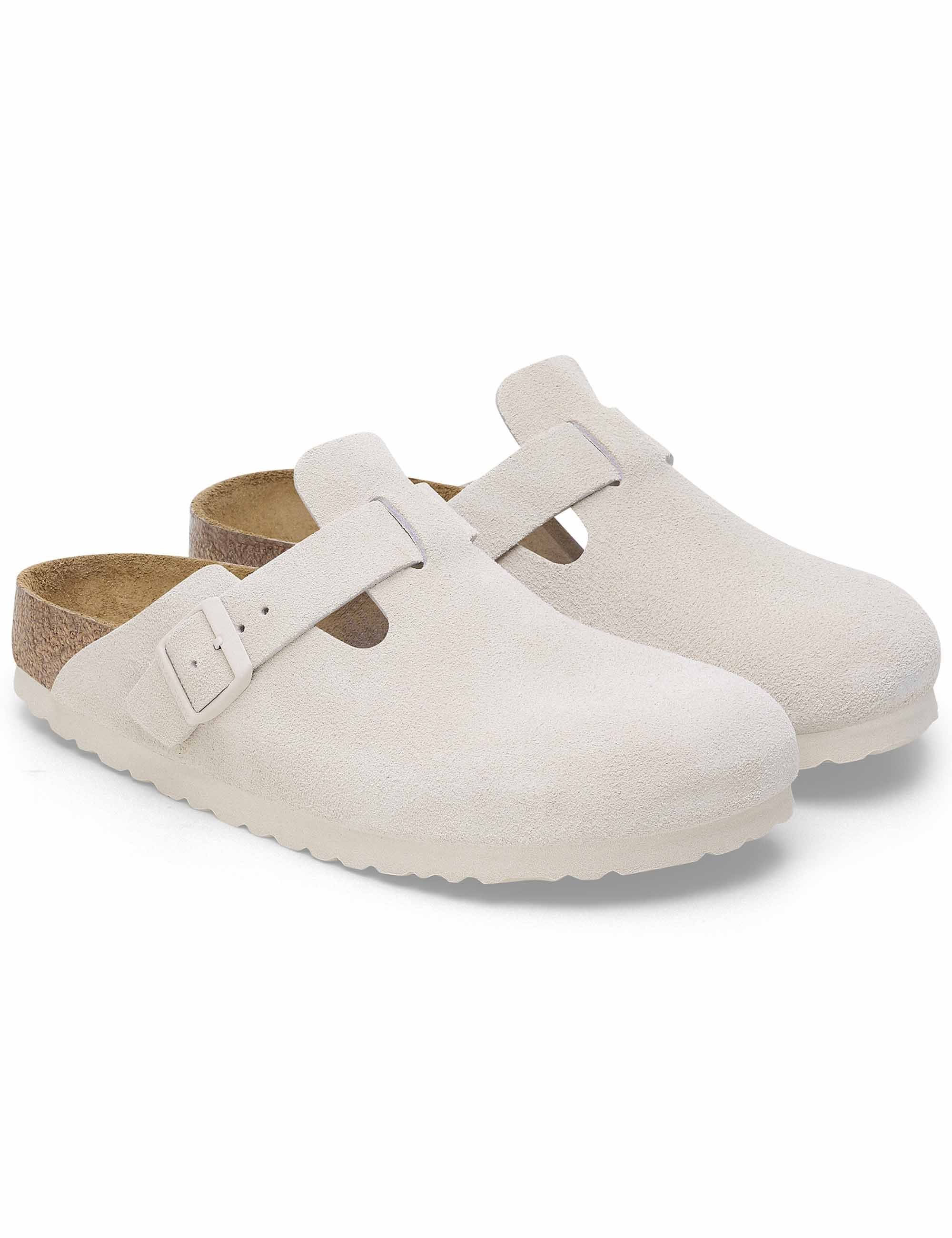 Women's Boston Suede Mules LEVE - Antique White (Regular Fit) - Image 4