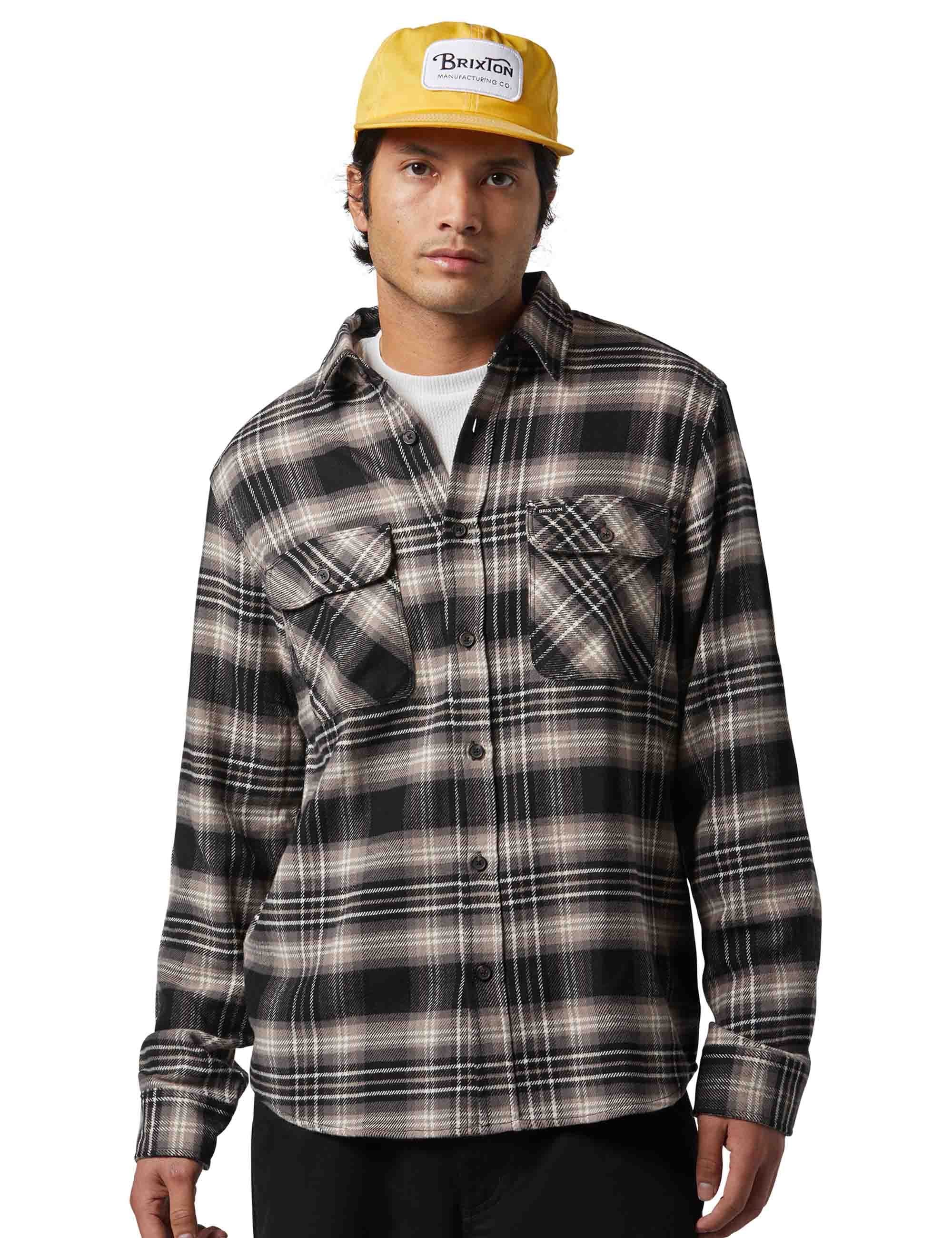 Bowery Flannel Shirt - Black/Charcoal/Beige - Image 2