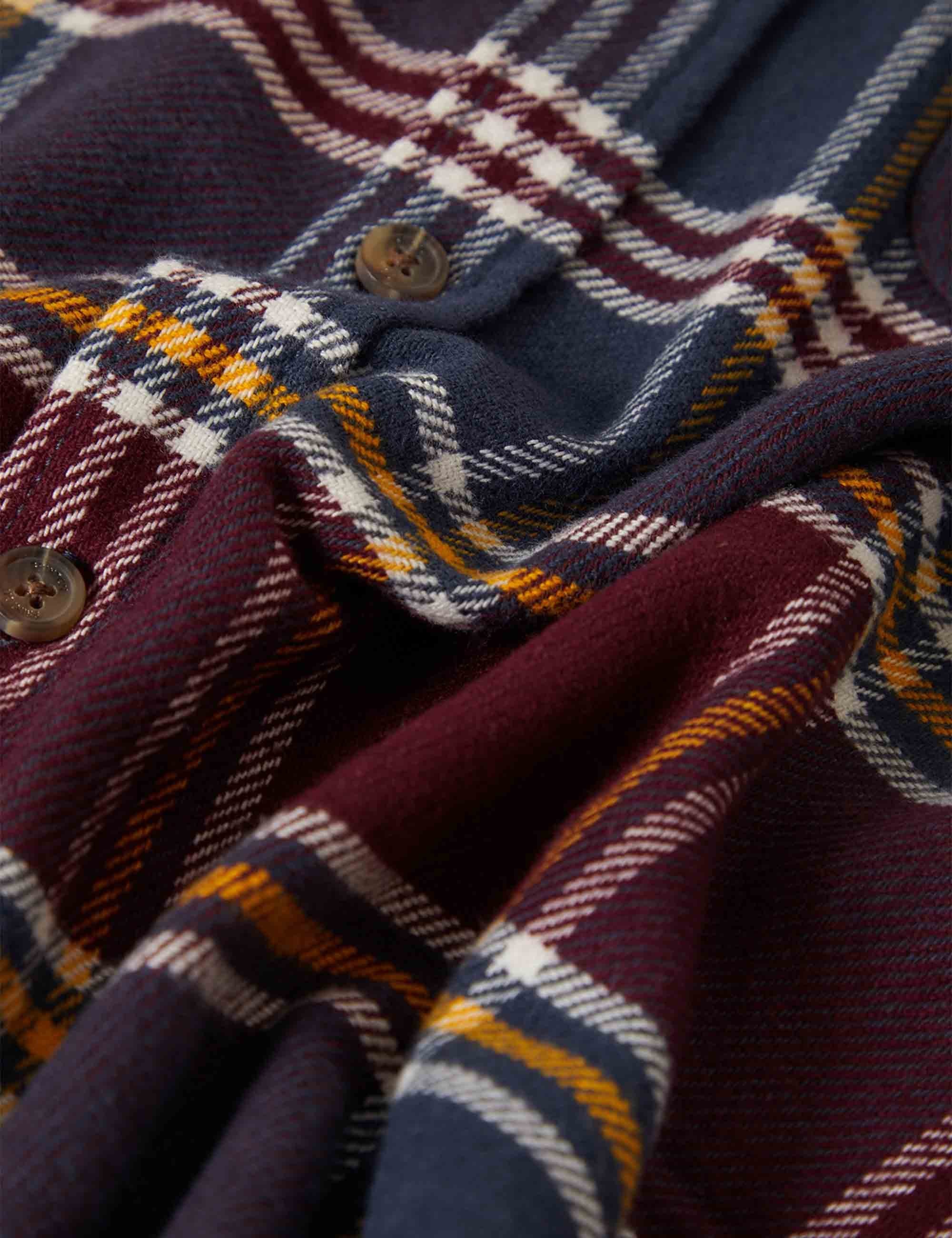 Bowery Flannel Shirt - Mood Indigo/Port/Saffron - Image 4