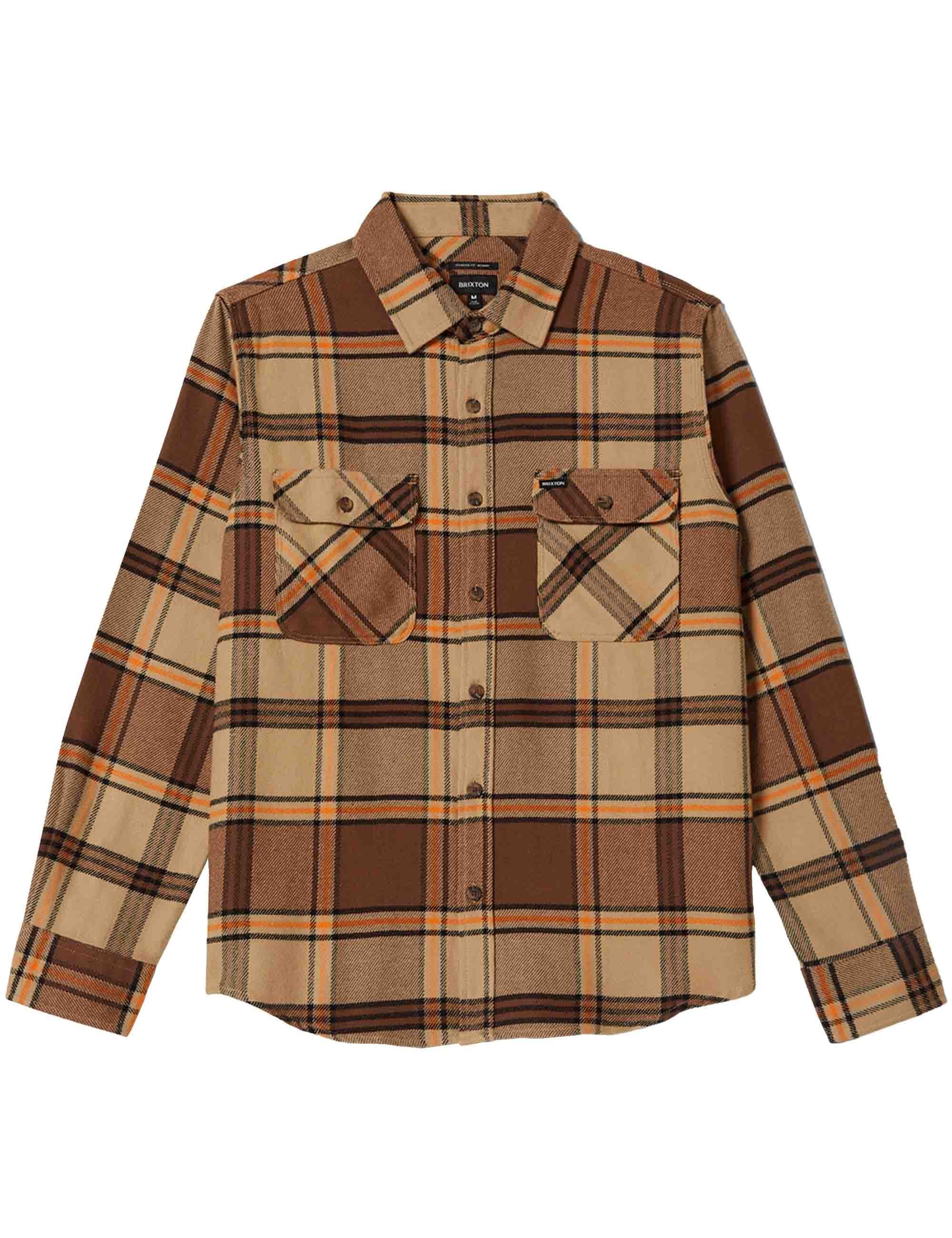 Bowery Flannel Shirt - Sand/Pinecone/Solar Orange