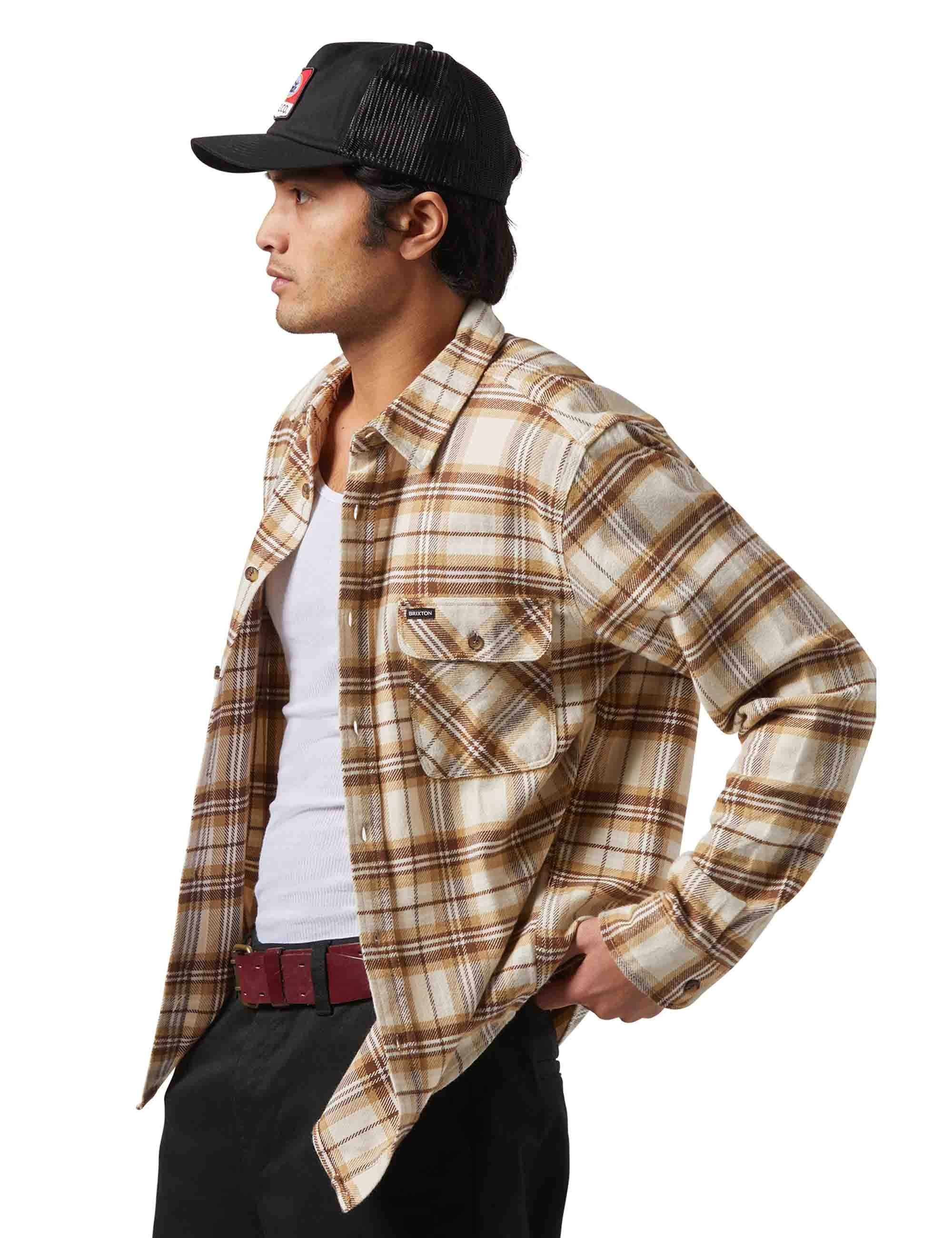 Bowery Flannel Shirt - Whitecap/Sand/Pinecone Brown - Image 6