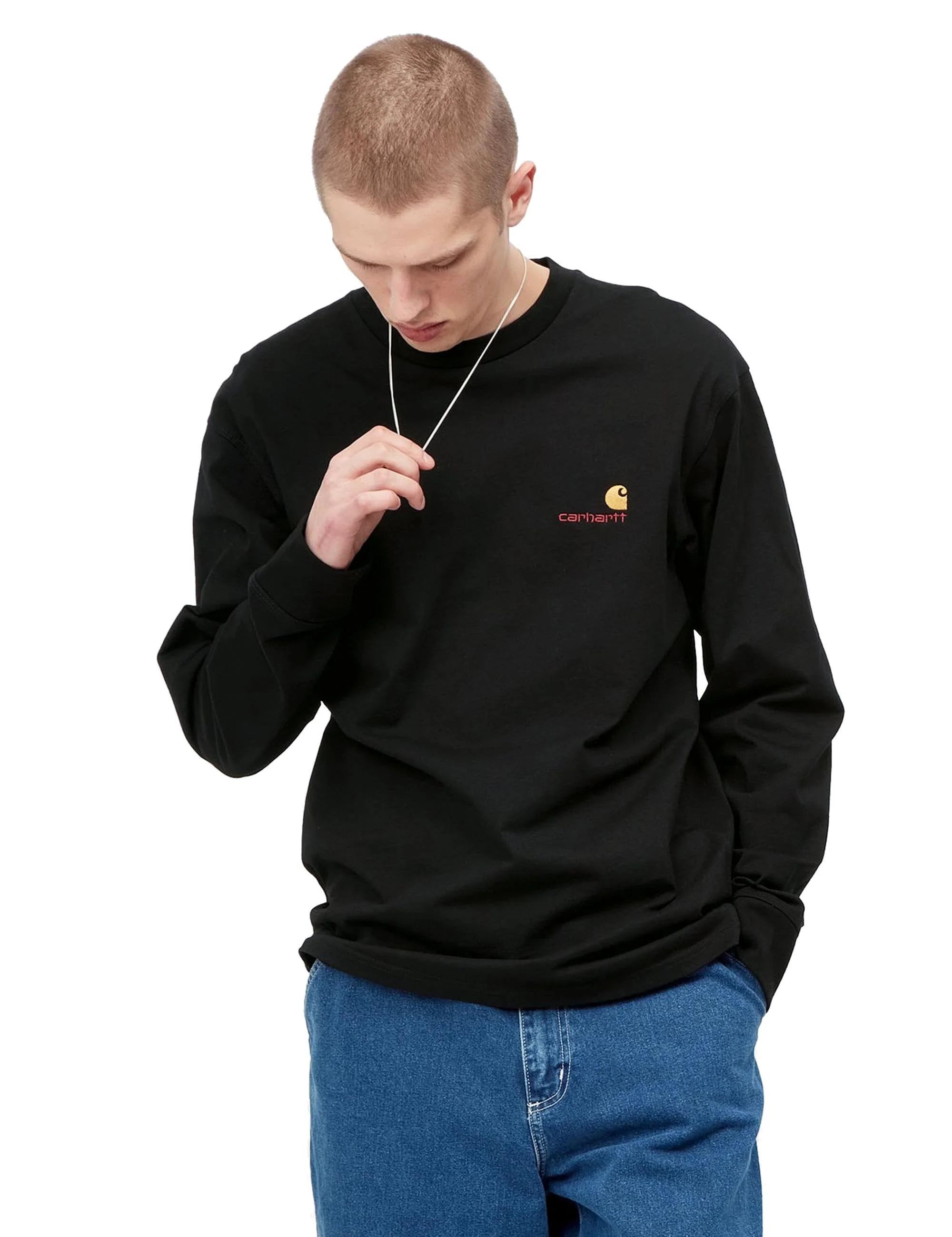 American Script Long Sleeve T-Shirt - Black - Image 2