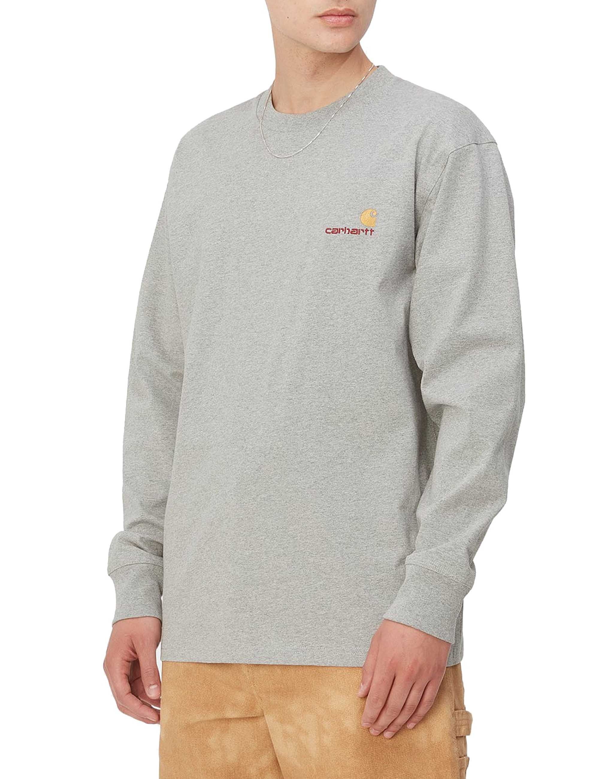 American Script Long Sleeve T-Shirt - Grey Heather - Image 2