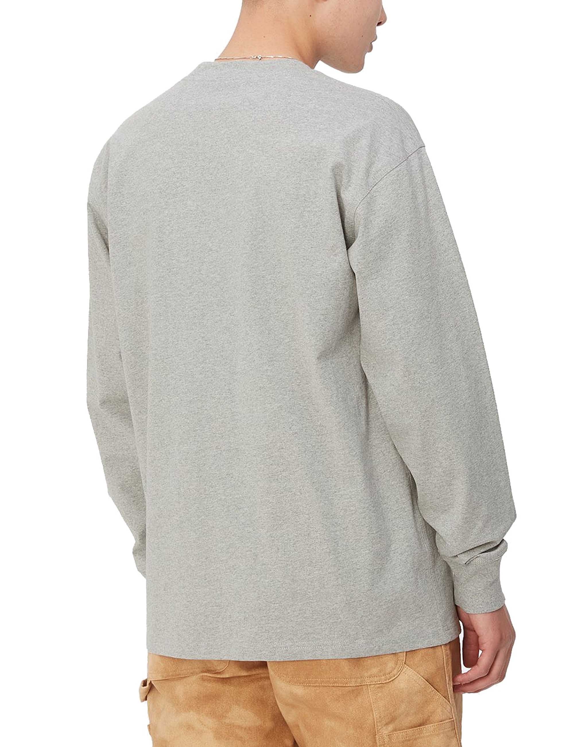 American Script Long Sleeve T-Shirt - Grey Heather - Image 4