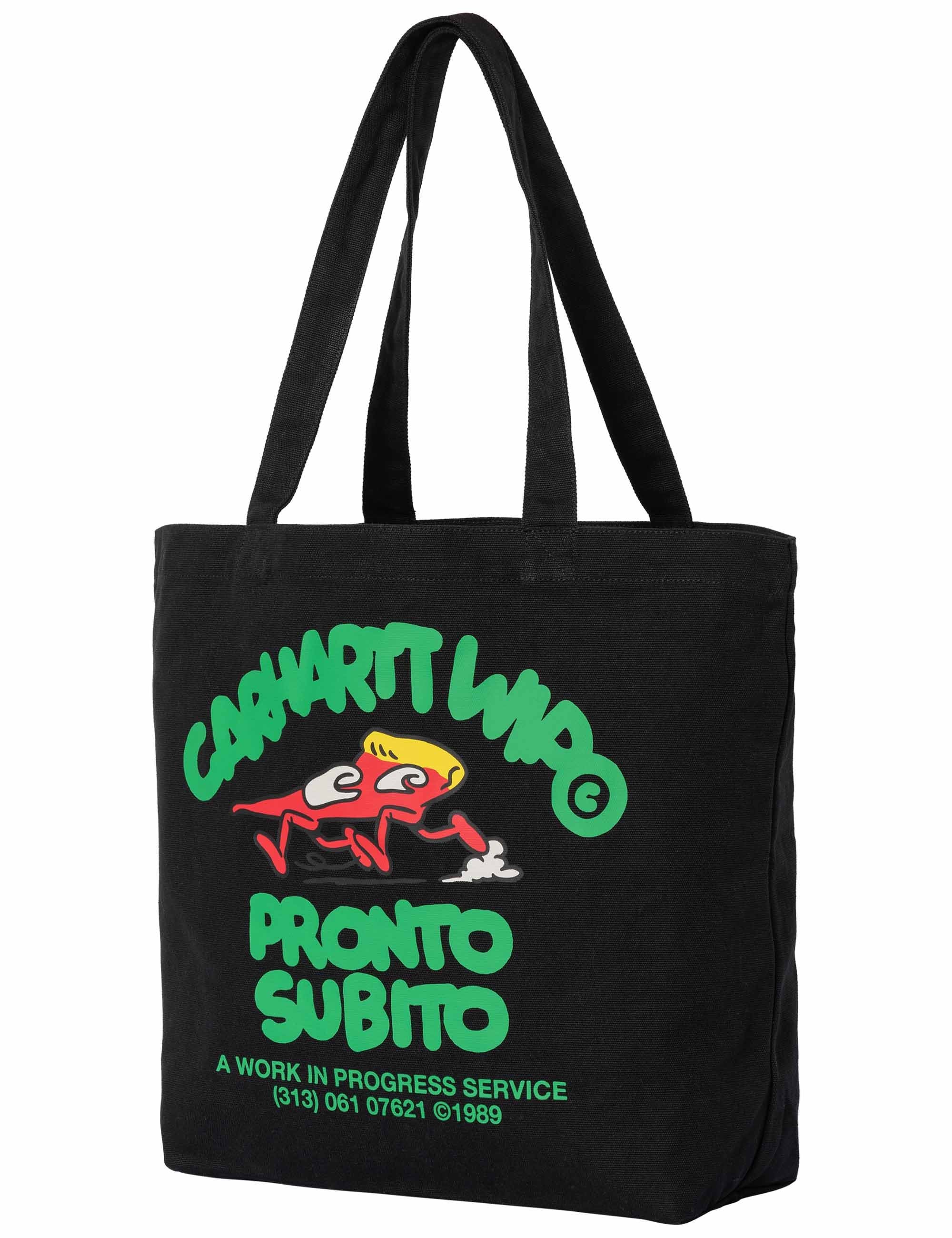 Canvas Graphic Tote Bag - Pronto Print, Black - Image 3