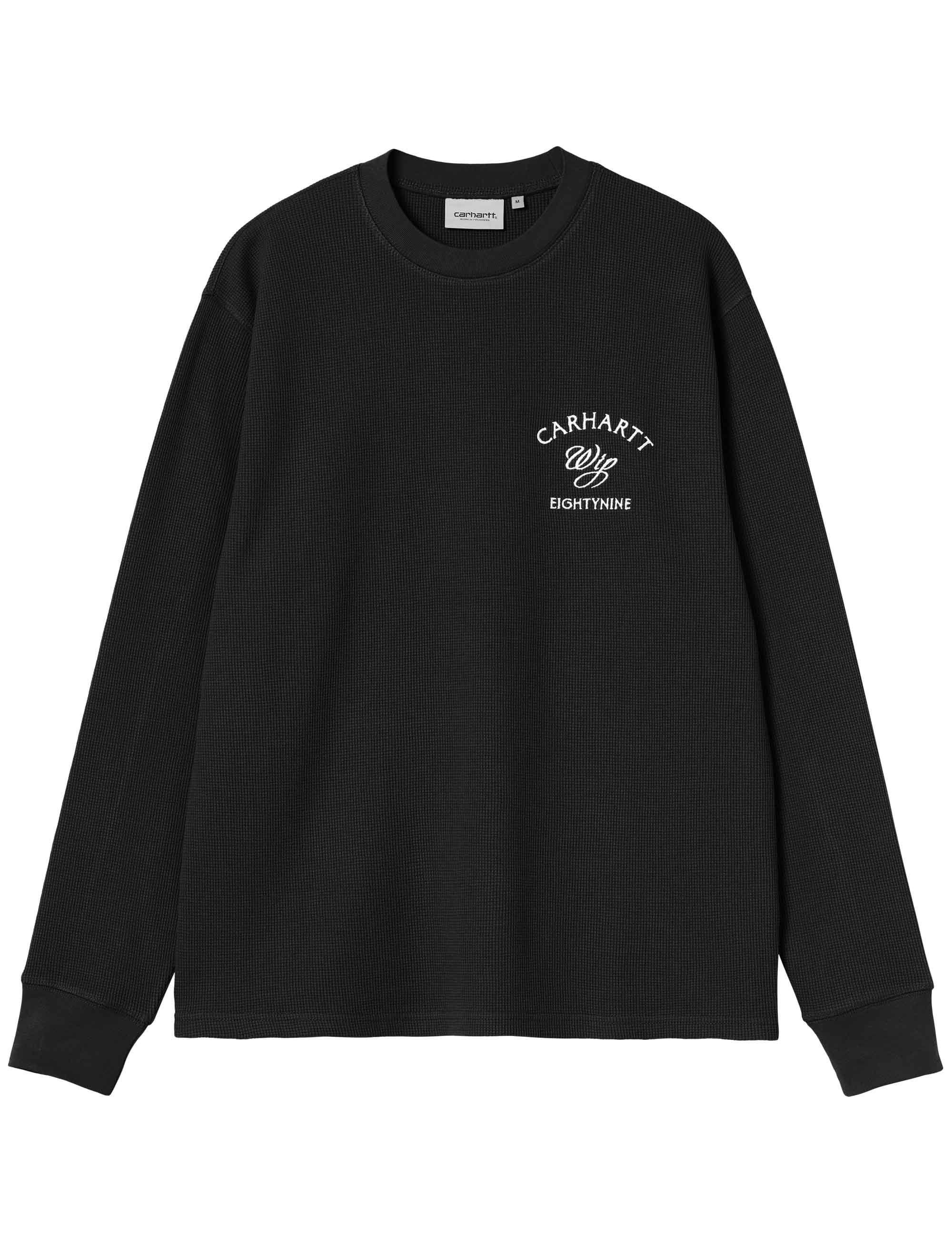 Eightynine Long Sleeve Waffle T-Shirt - Black/White