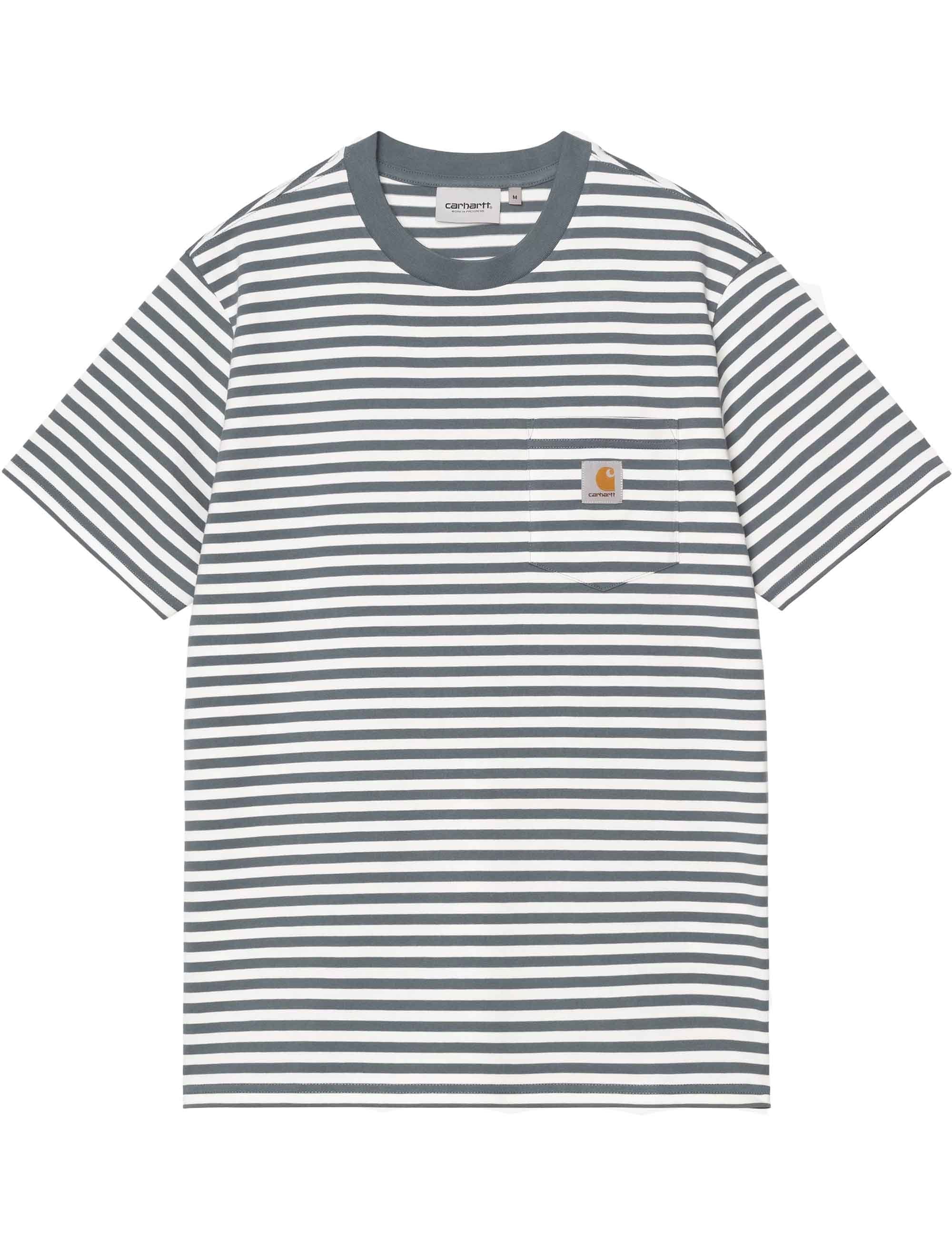 Ezra Pocket T-Shirt - Ezra Stripe, Cozy Blue/Wax
