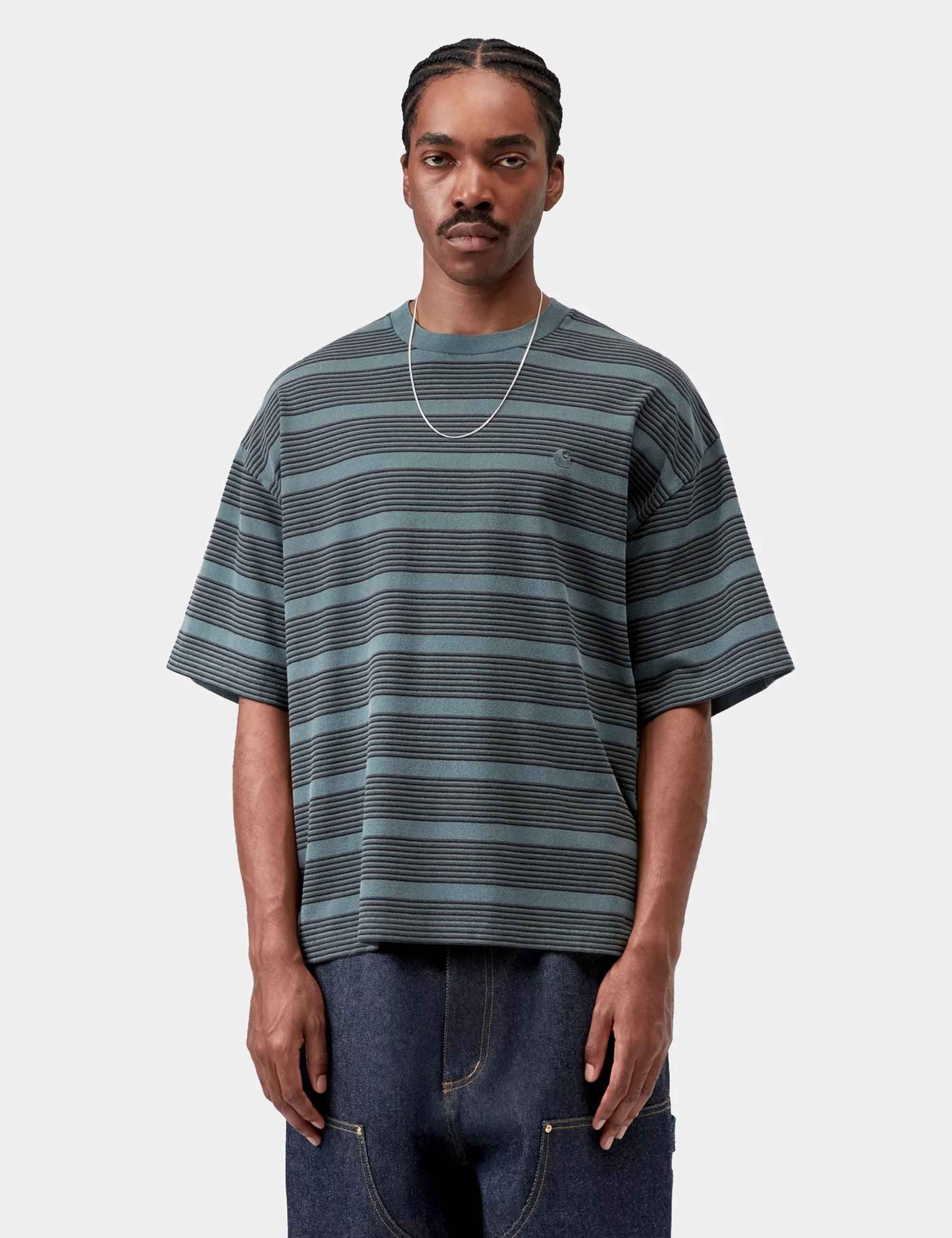 Hanson Stripe T-Shirt - Kale Green - Image 2
