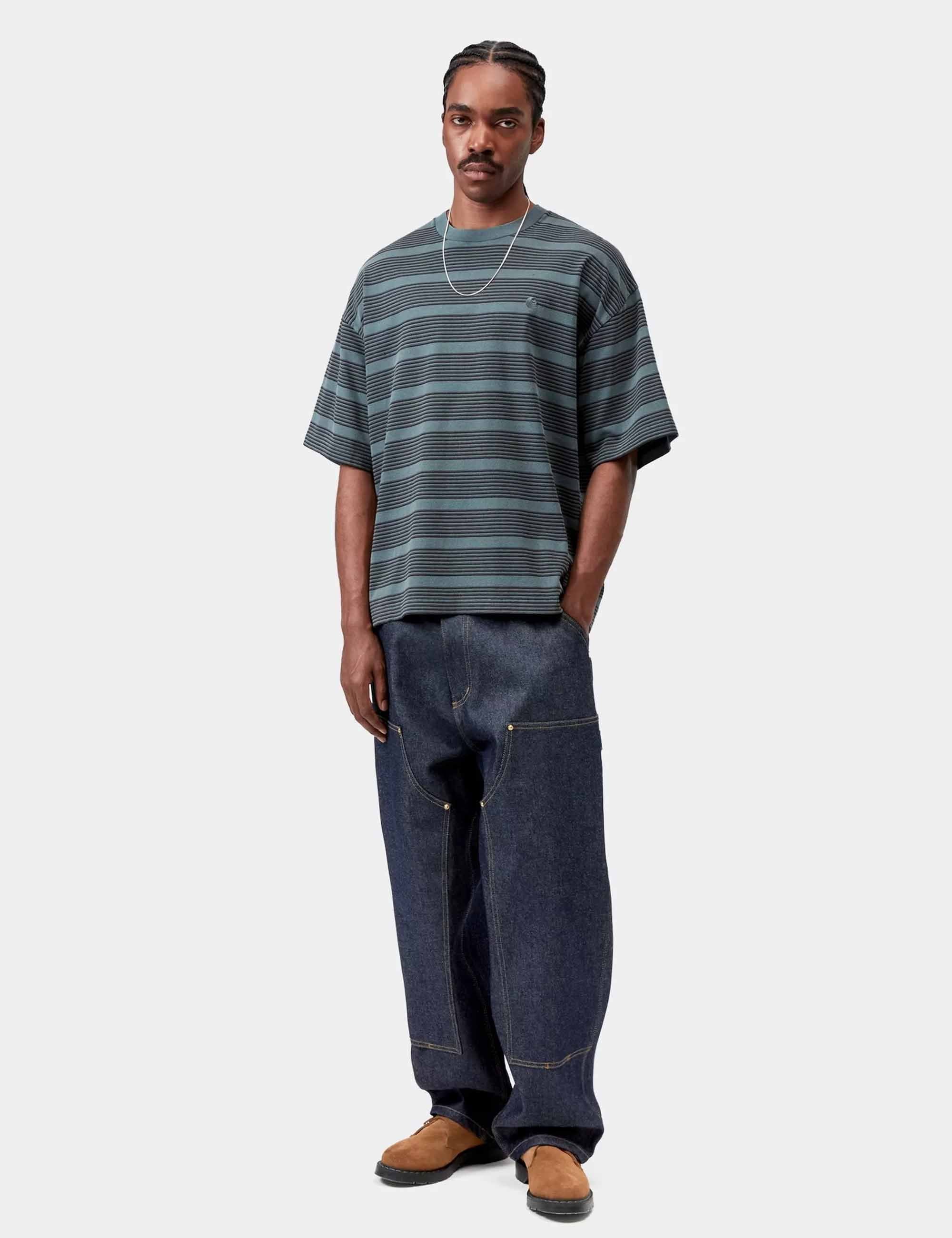 Hanson Stripe T-Shirt - Kale Green - Image 5
