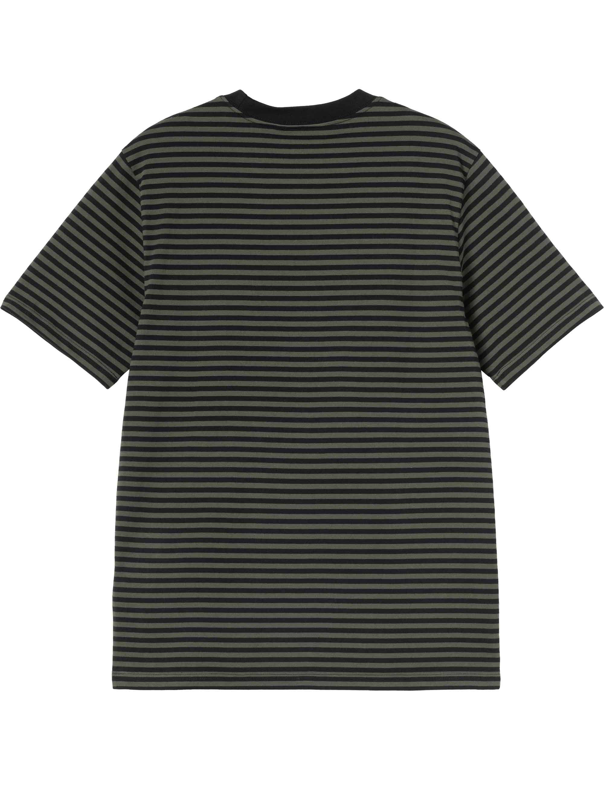 Verner Pocket T-Shirt - Verner Stripe, Black/Opuntia