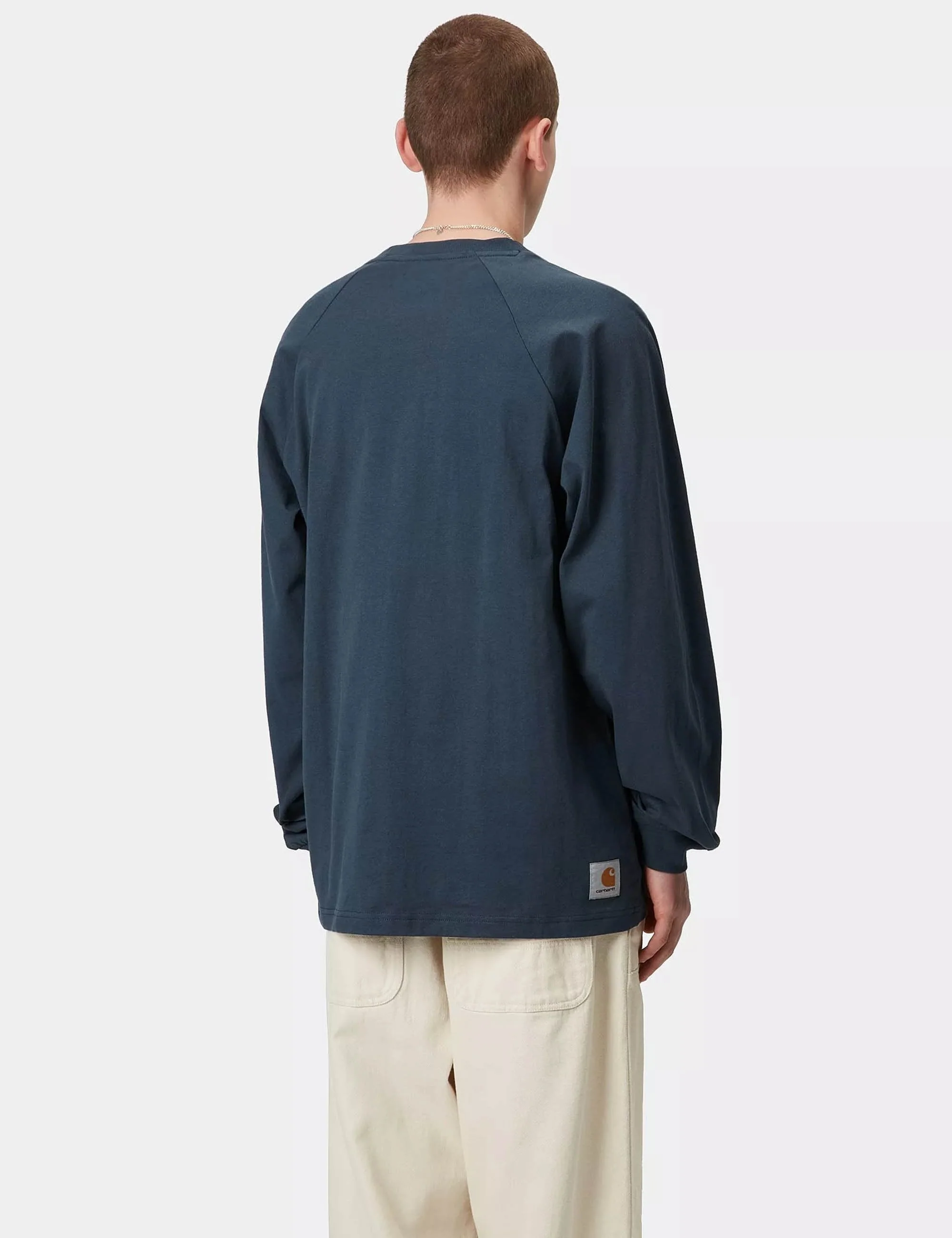 WIP Long Sleeve T-Shirt - Dusky Blue/Mulberry - Image 4