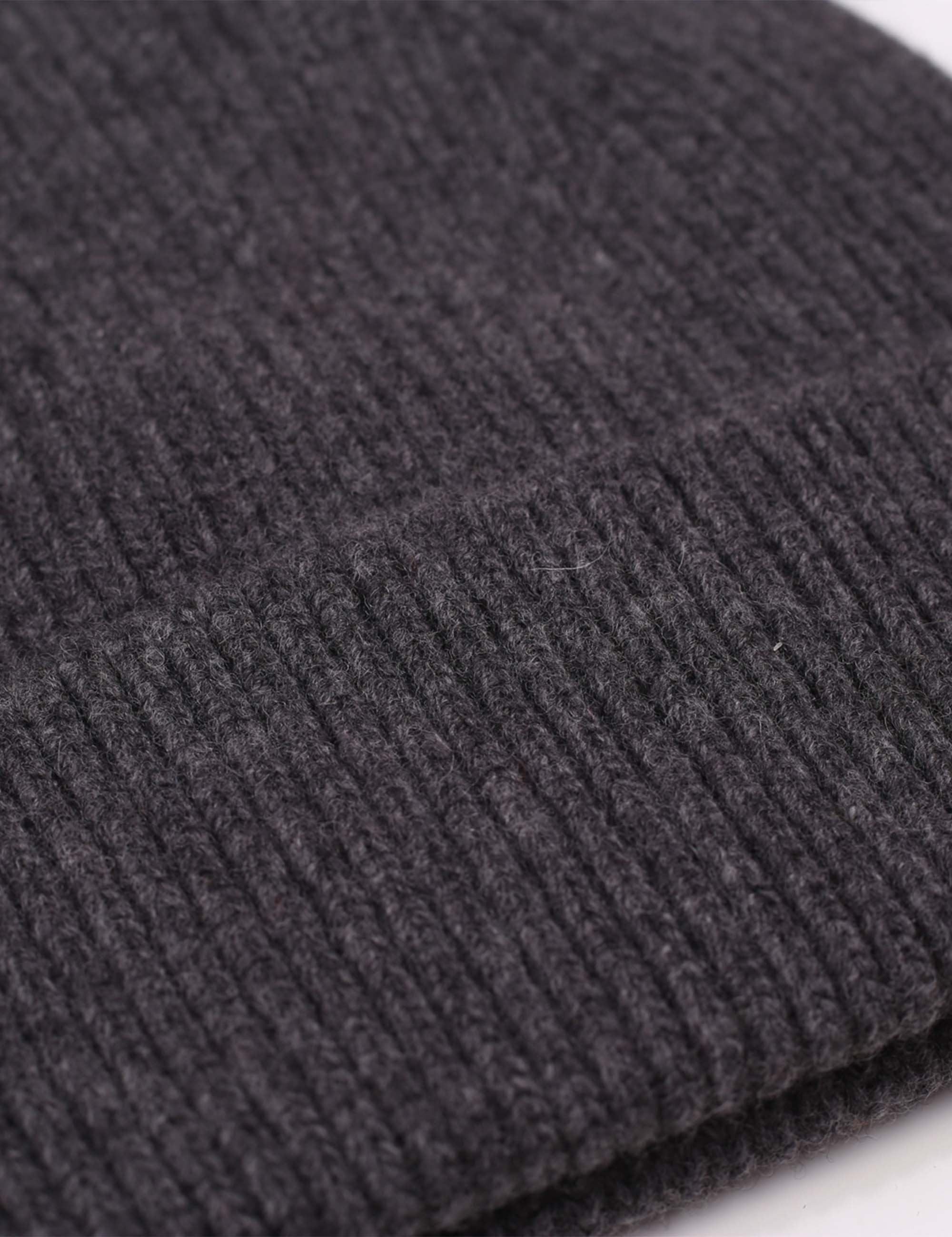 Merino Wool Beanie Hat - Lava Grey - Image 2