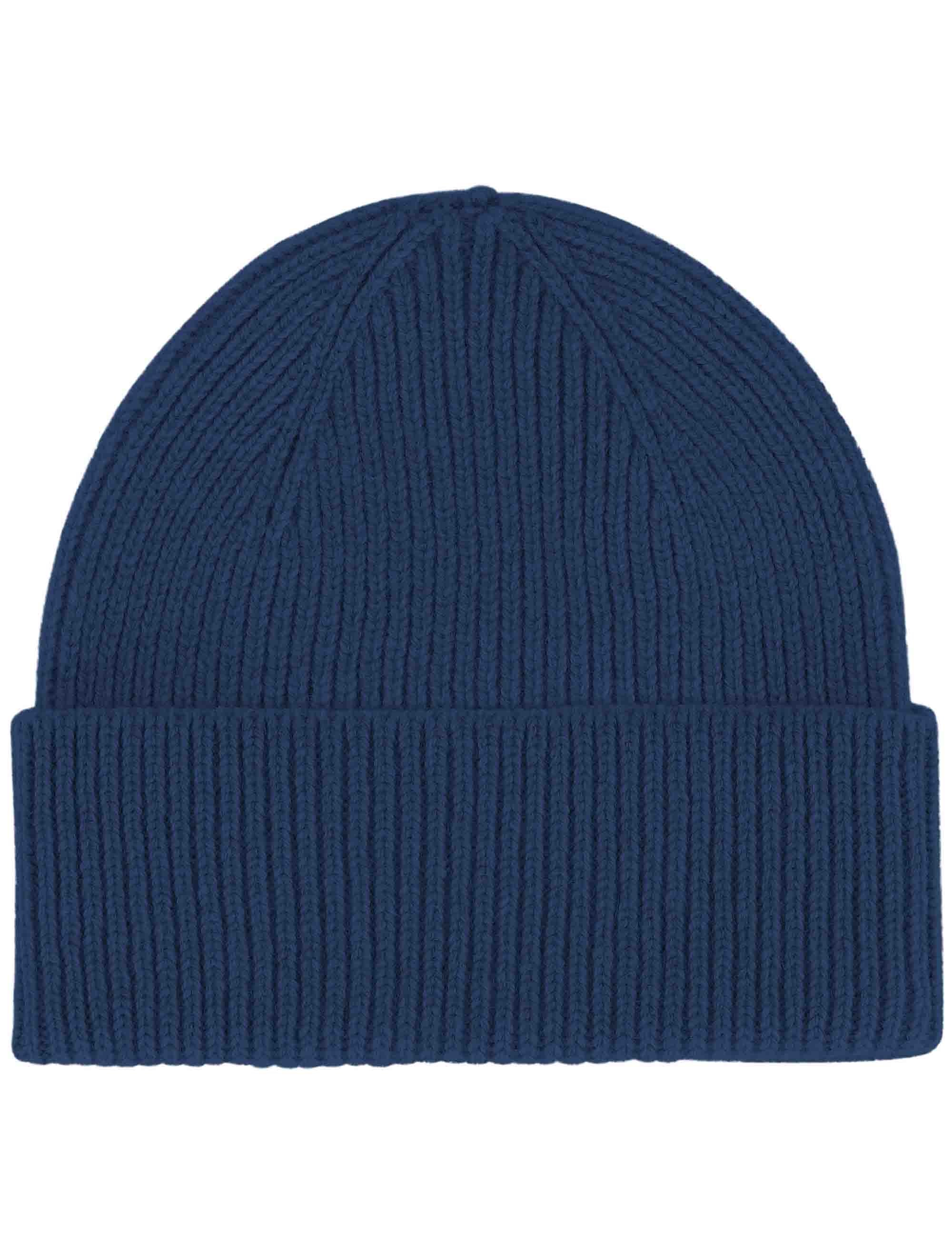 Merino Wool Beanie Hat - Marine Blue