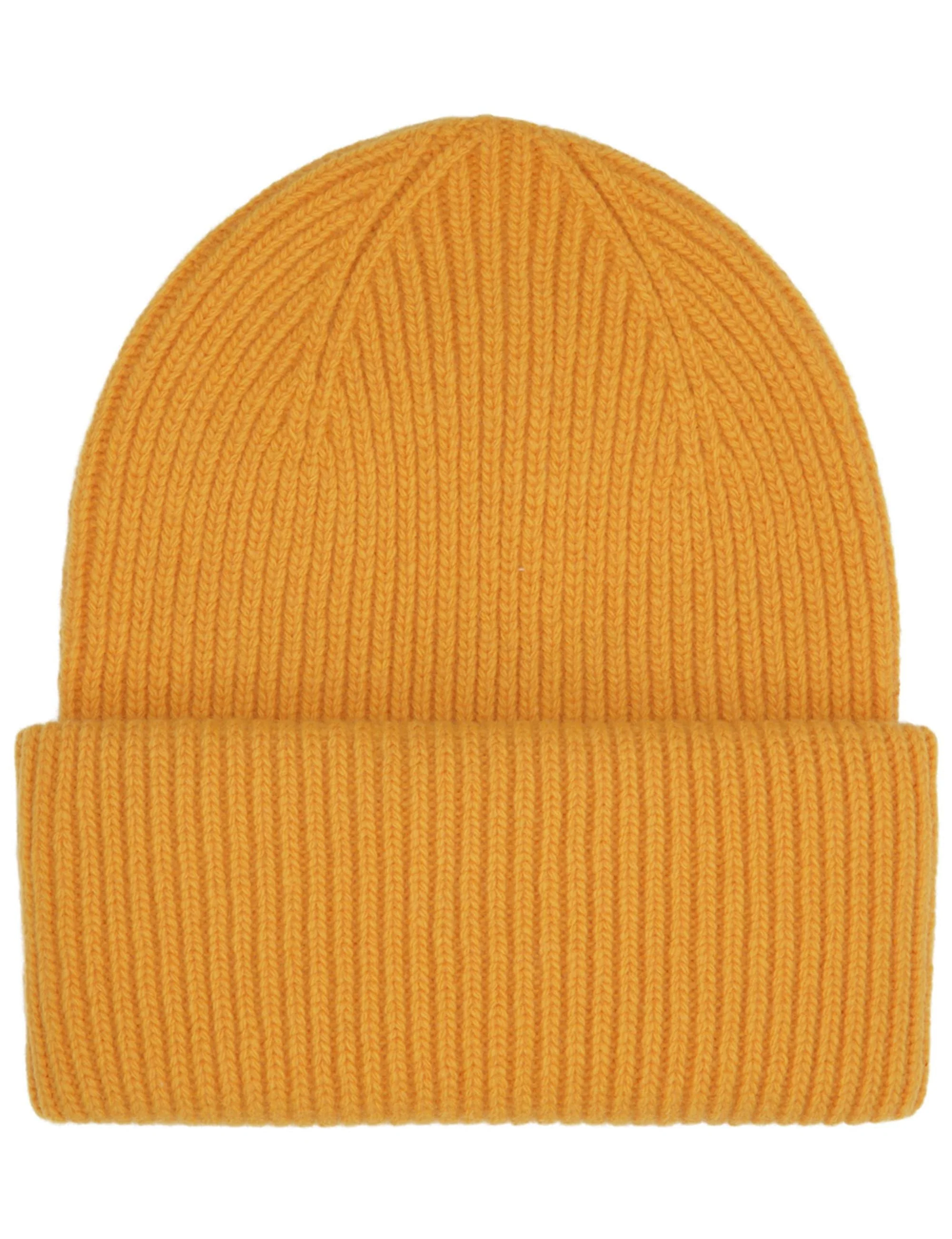 Merino Wool Chunky Beanie Hat - Burned Yellow