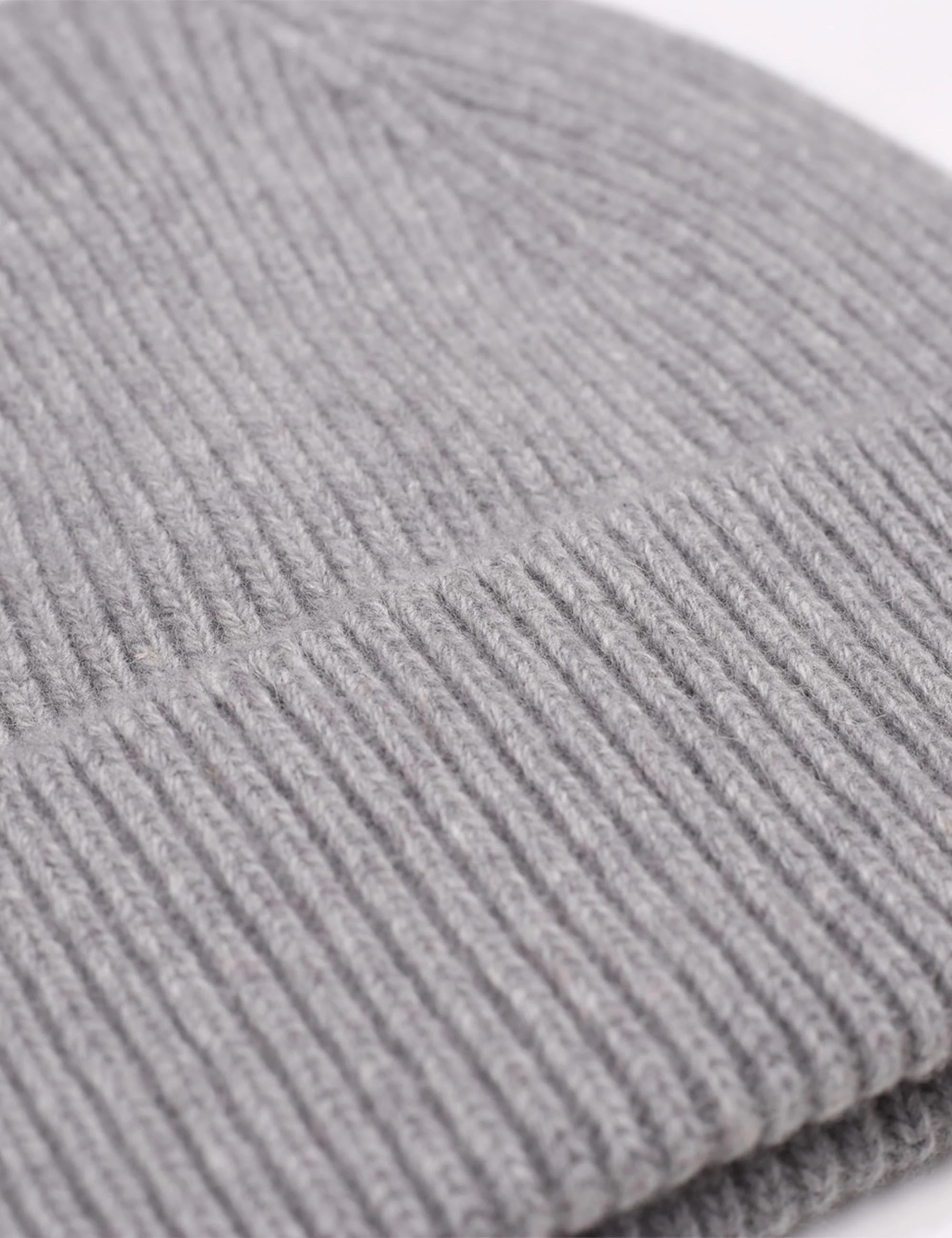 Merino Wool Chunky Beanie Hat - Grey Heather - Image 2