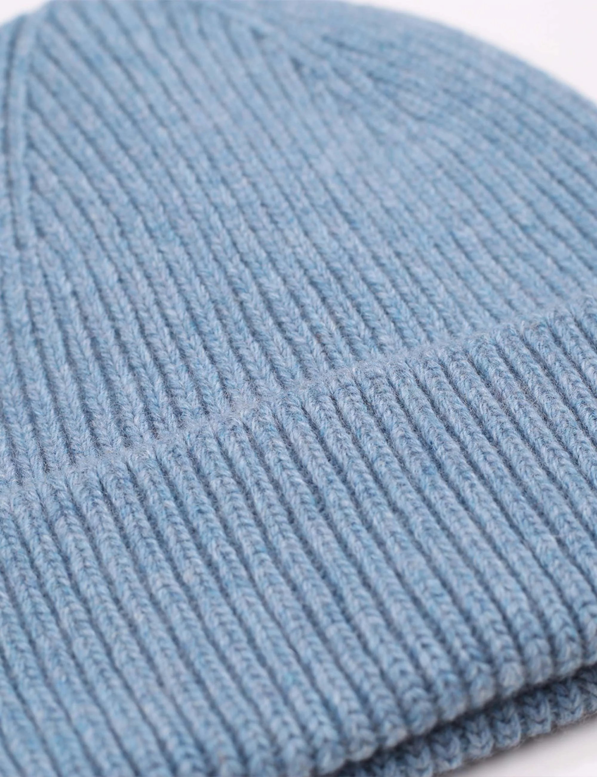 Merino Wool Chunky Beanie Hat - Stone Blue - Image 2