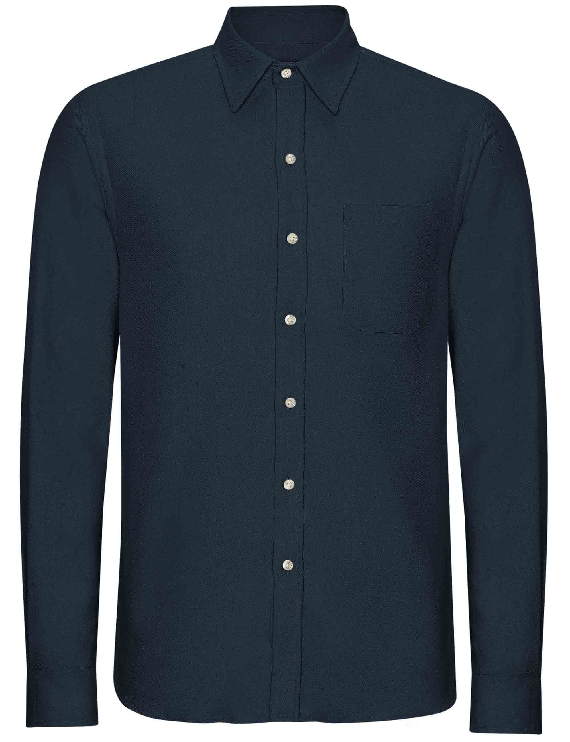 Organic Flannel Shirt - Navy Blue