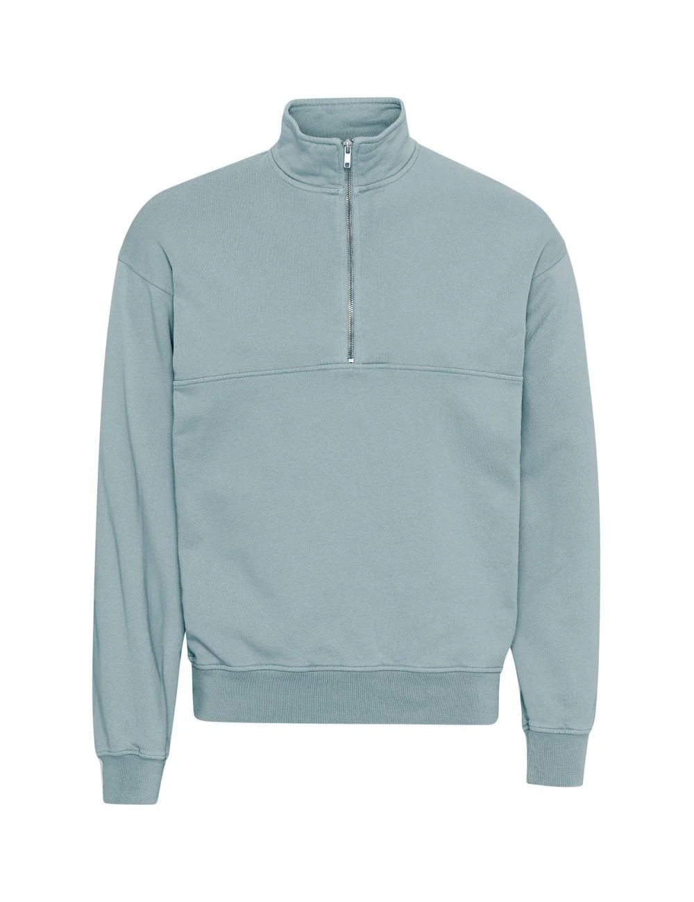 Organic Quarter Zip Sweat - Steel Blue