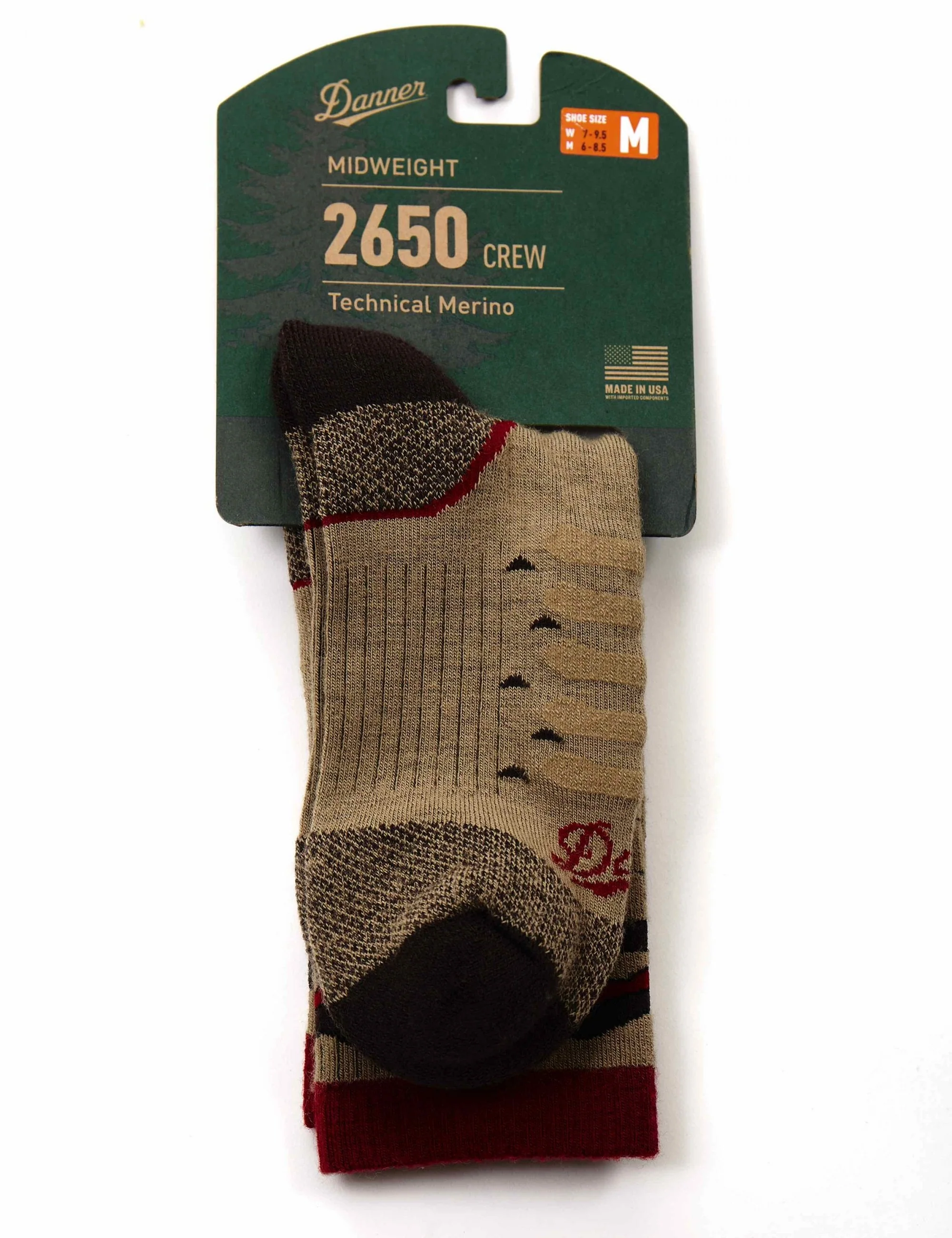 Merino Midweight Trail Crew Socks - Brown - Image 2