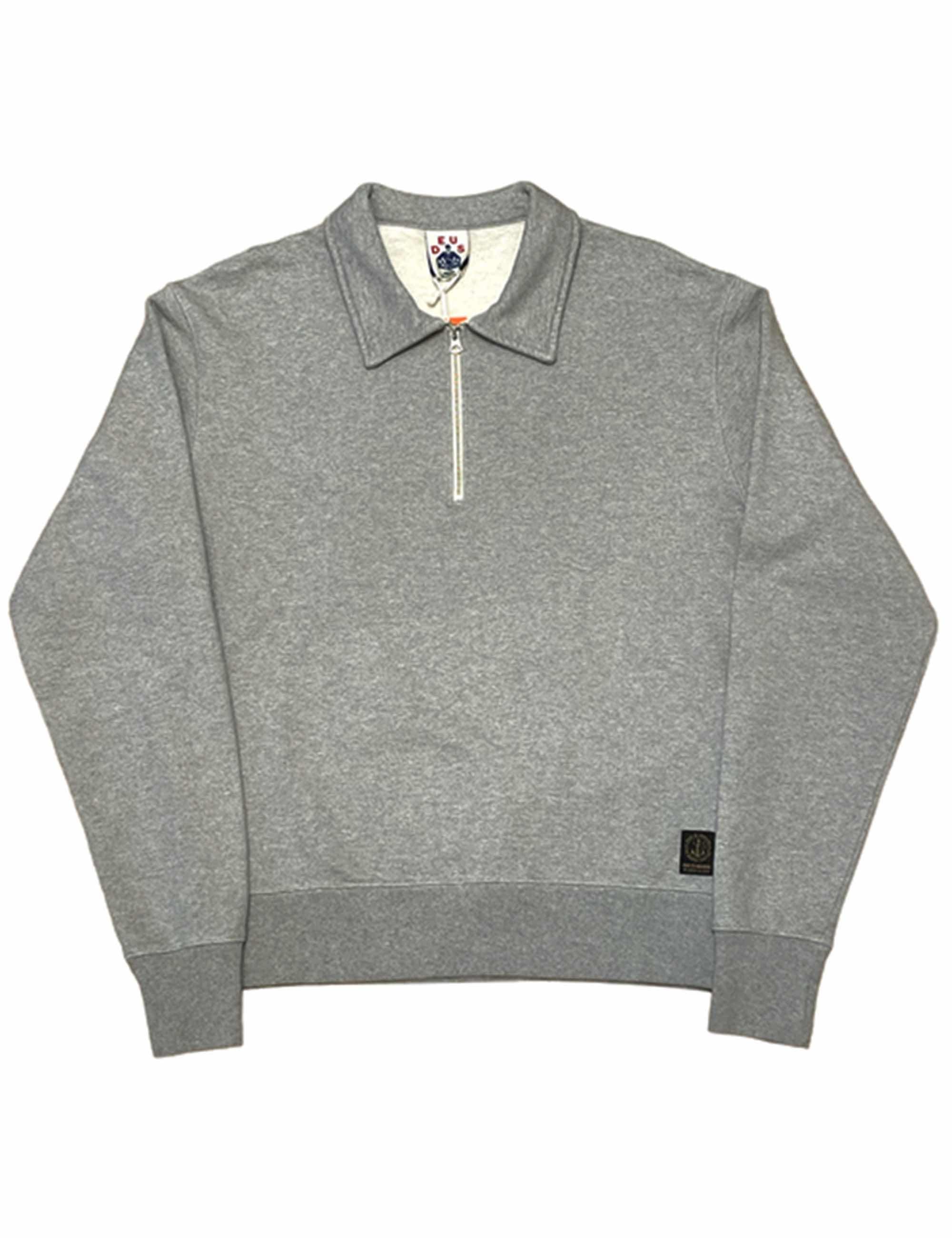 Naval Zip Neck Sweat - Grey Heather