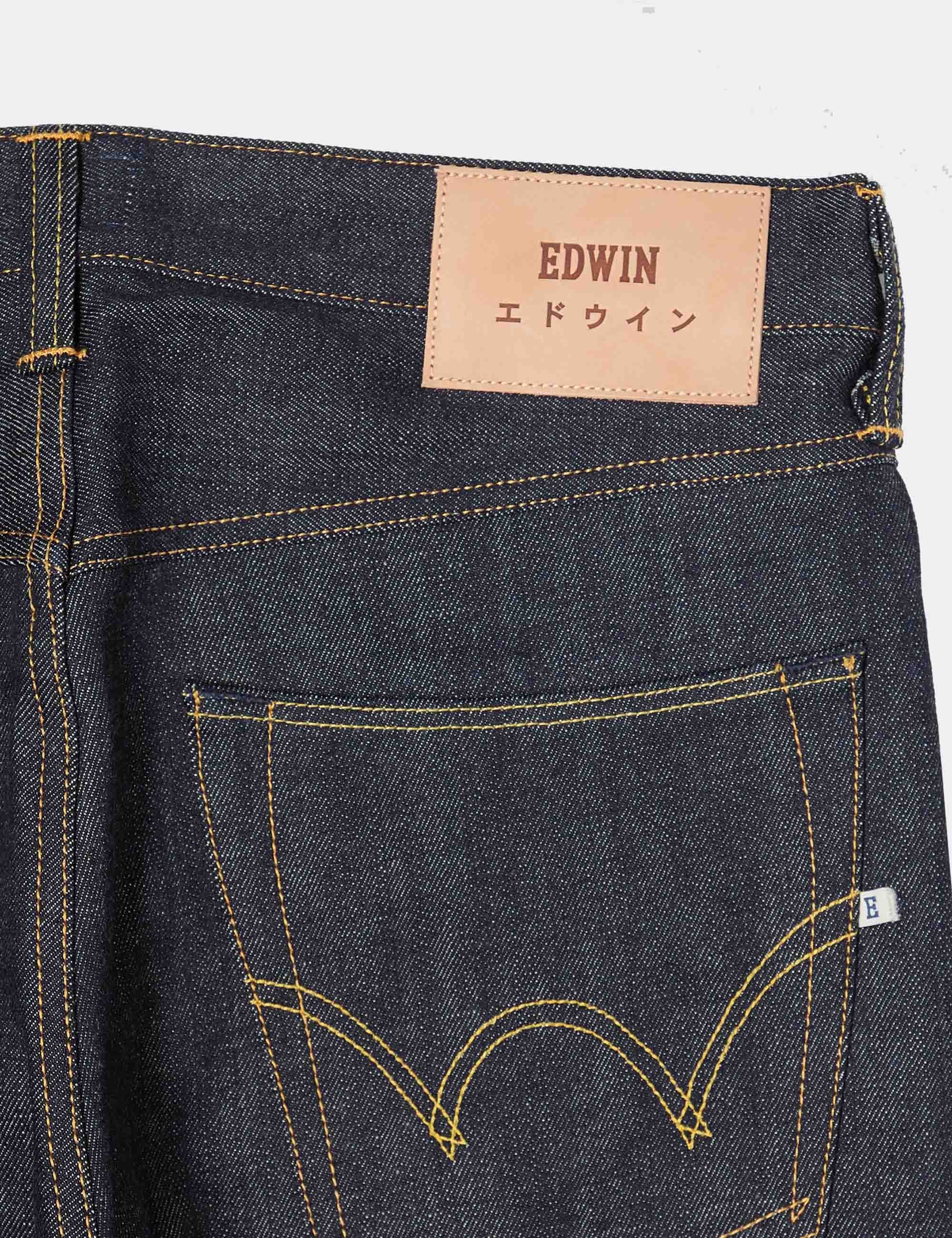 ED-47 Regular Straight Red Selvedge Jeans - Blue, Unwashed - Image 4