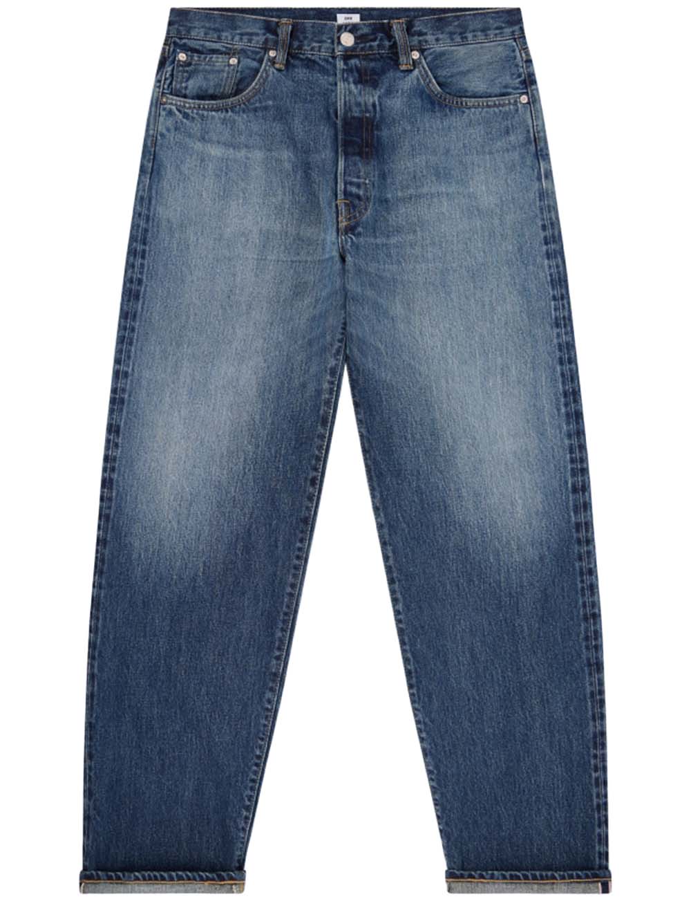 Loose Red Selvedge Jeans - Blue, Dark Used Wash