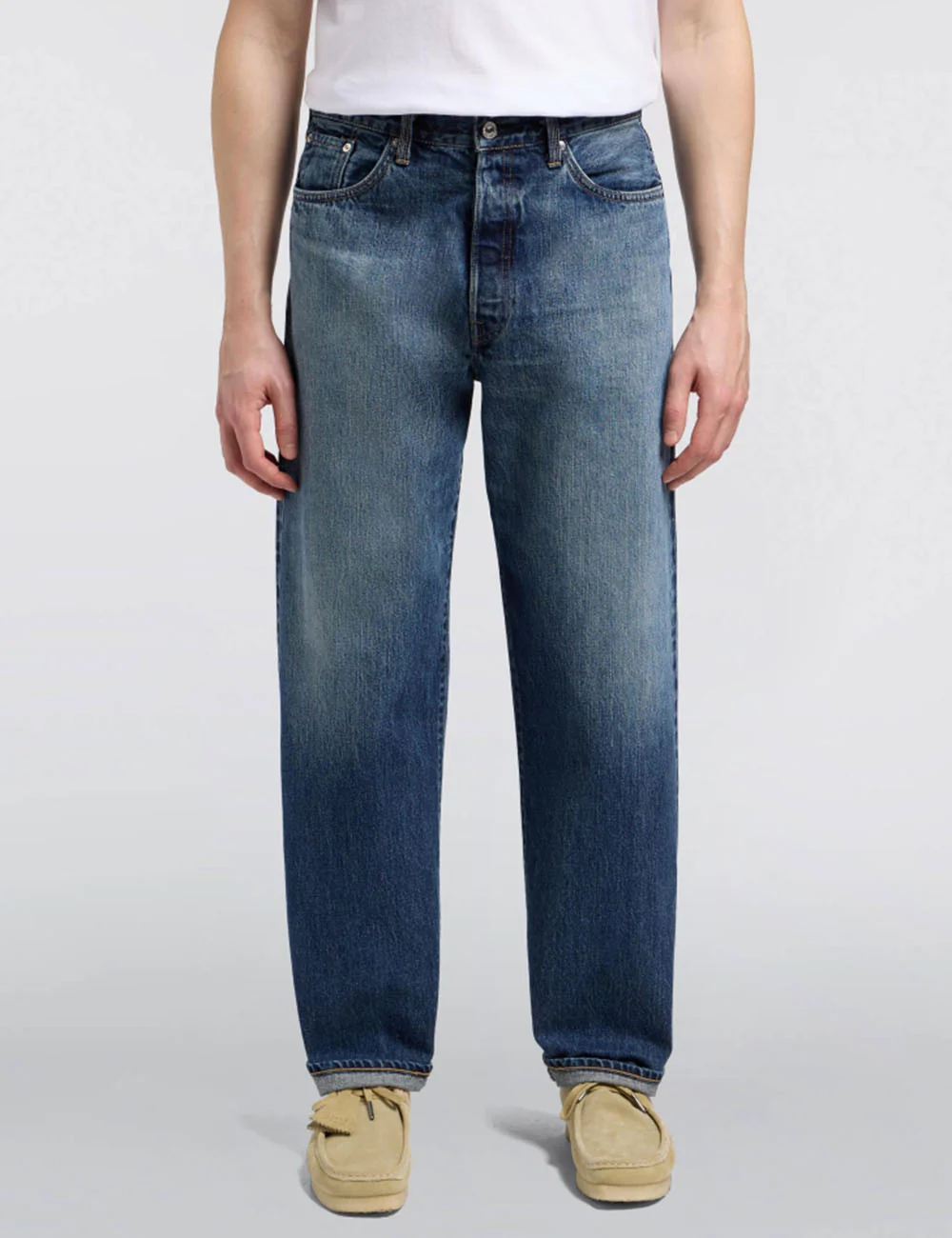 Loose Red Selvedge Jeans - Blue, Dark Used Wash - Image 2