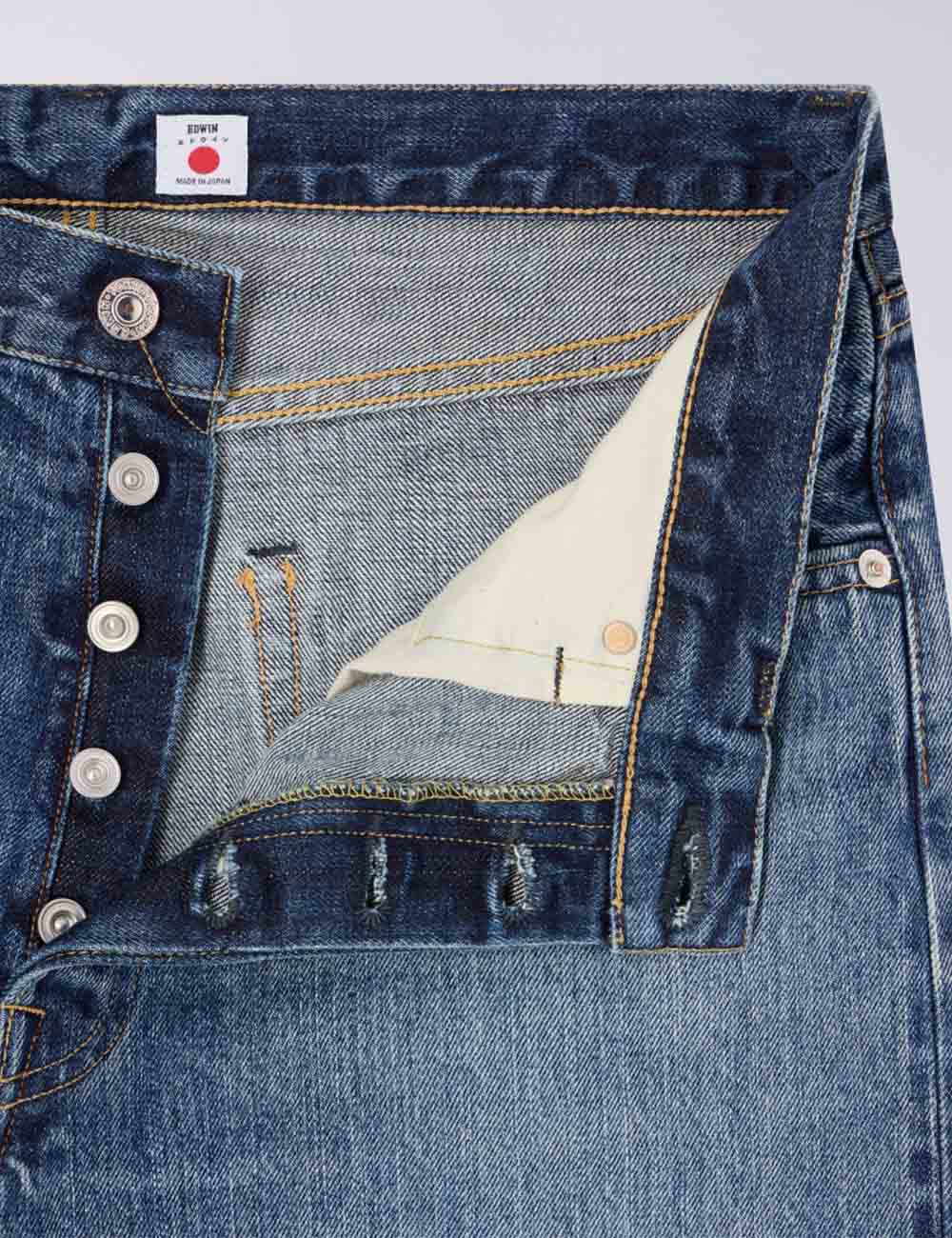 Loose Red Selvedge Jeans - Blue, Dark Used Wash - Image 5