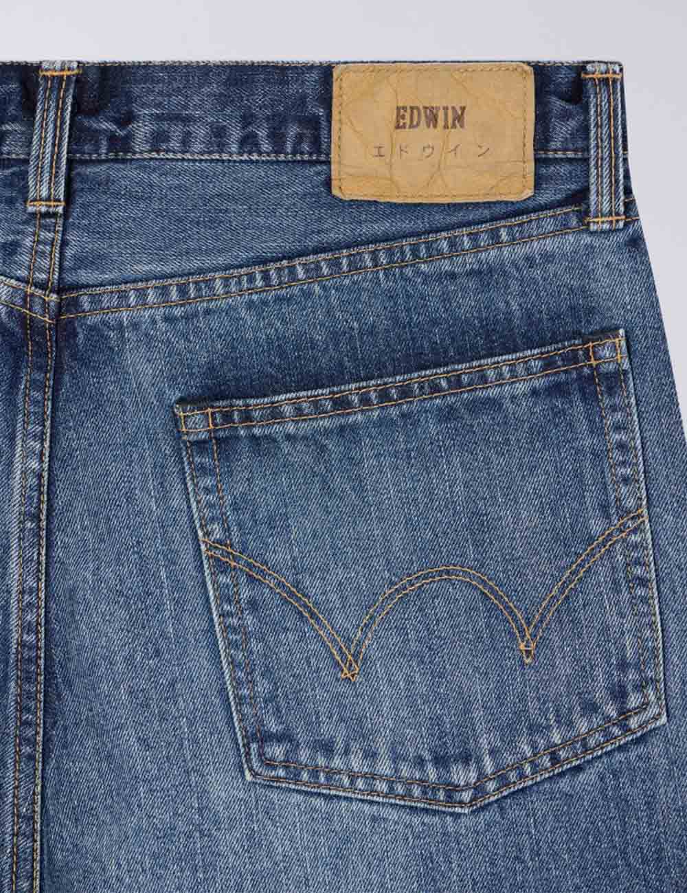 Loose Red Selvedge Jeans - Blue, Dark Used Wash - Image 7