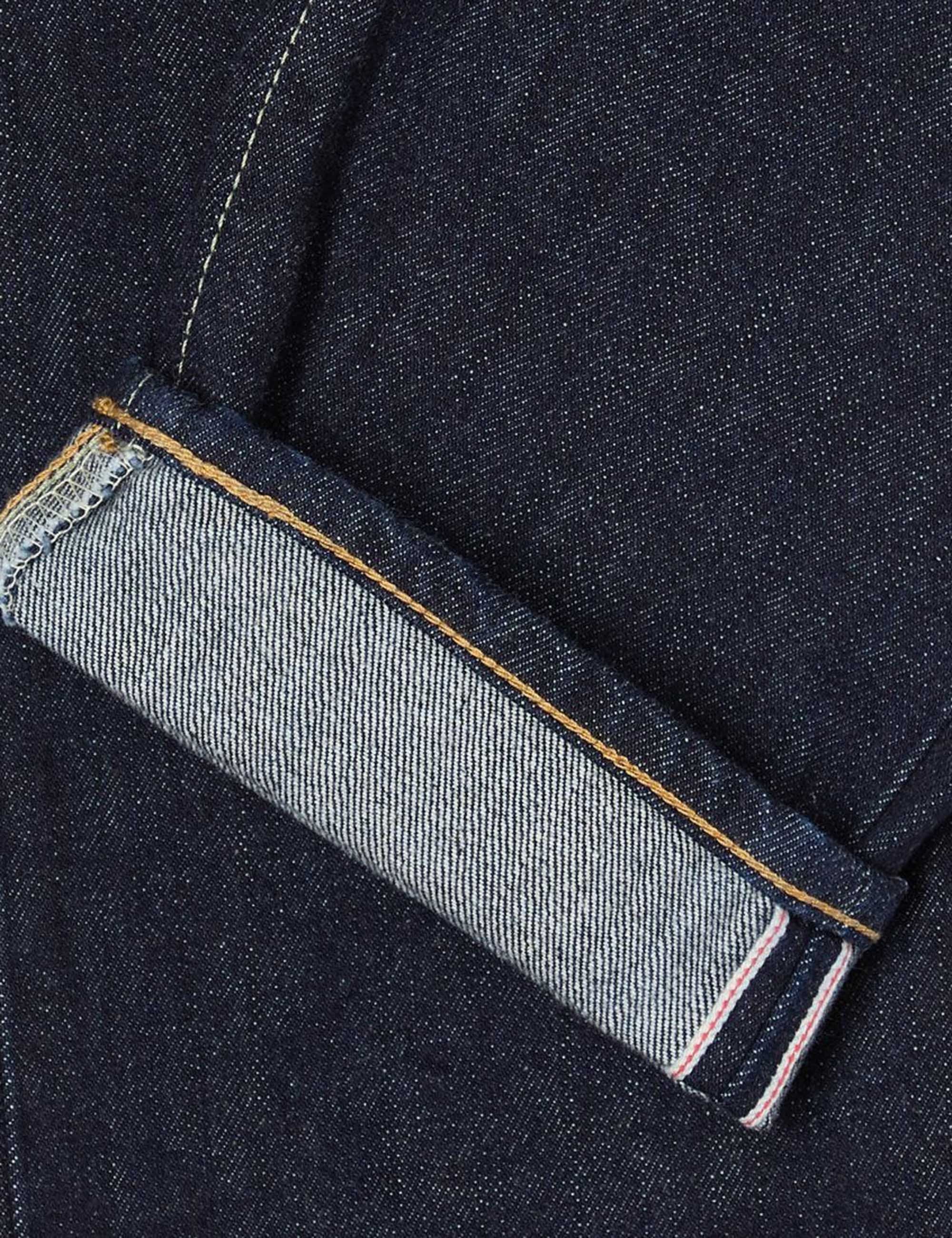 Regular Tapered Red Selvedge Jeans - Blue, Rinsed - Image 4