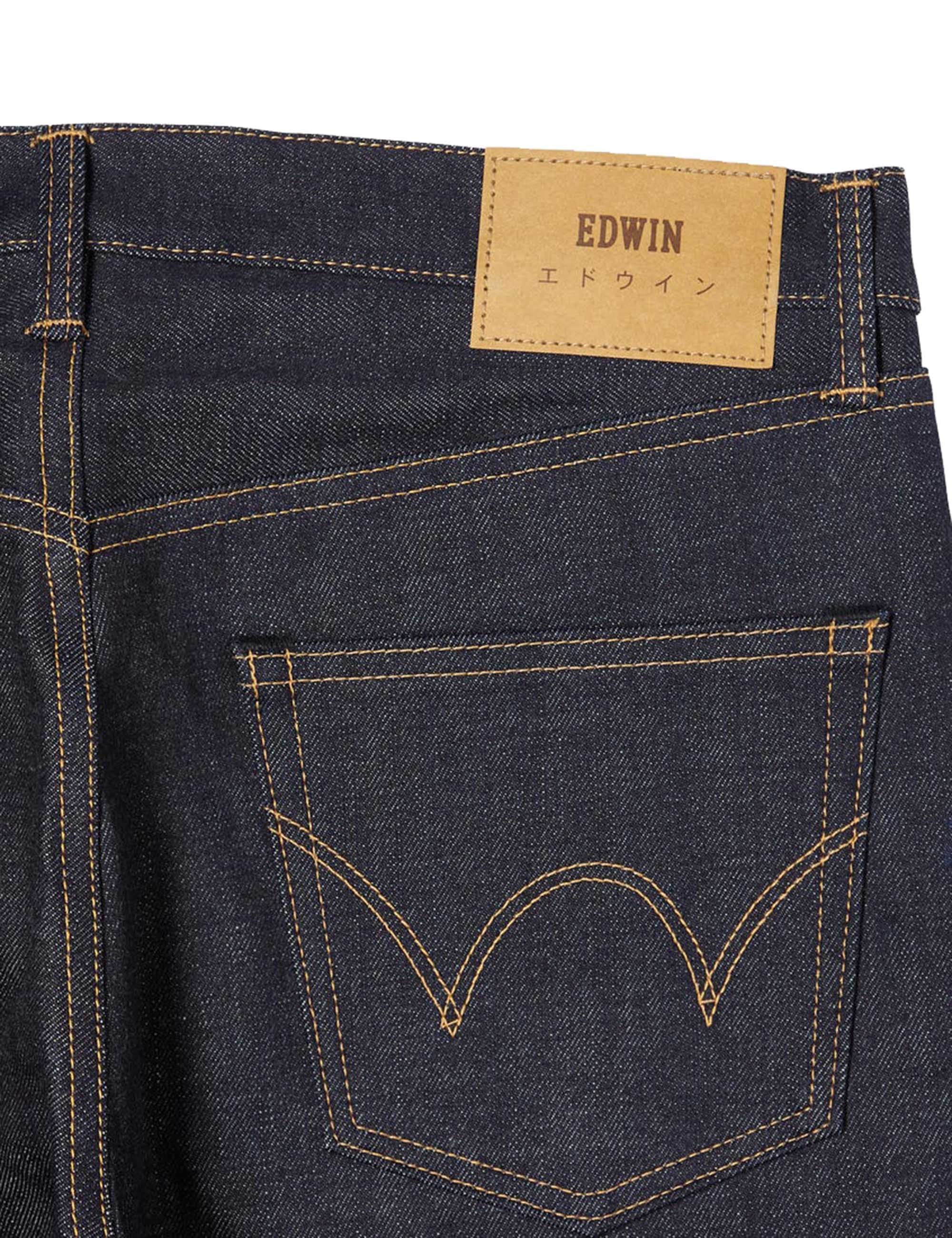 Regular Tapered  Red Selvedge Jeans - Blue, Unwashed - Image 5