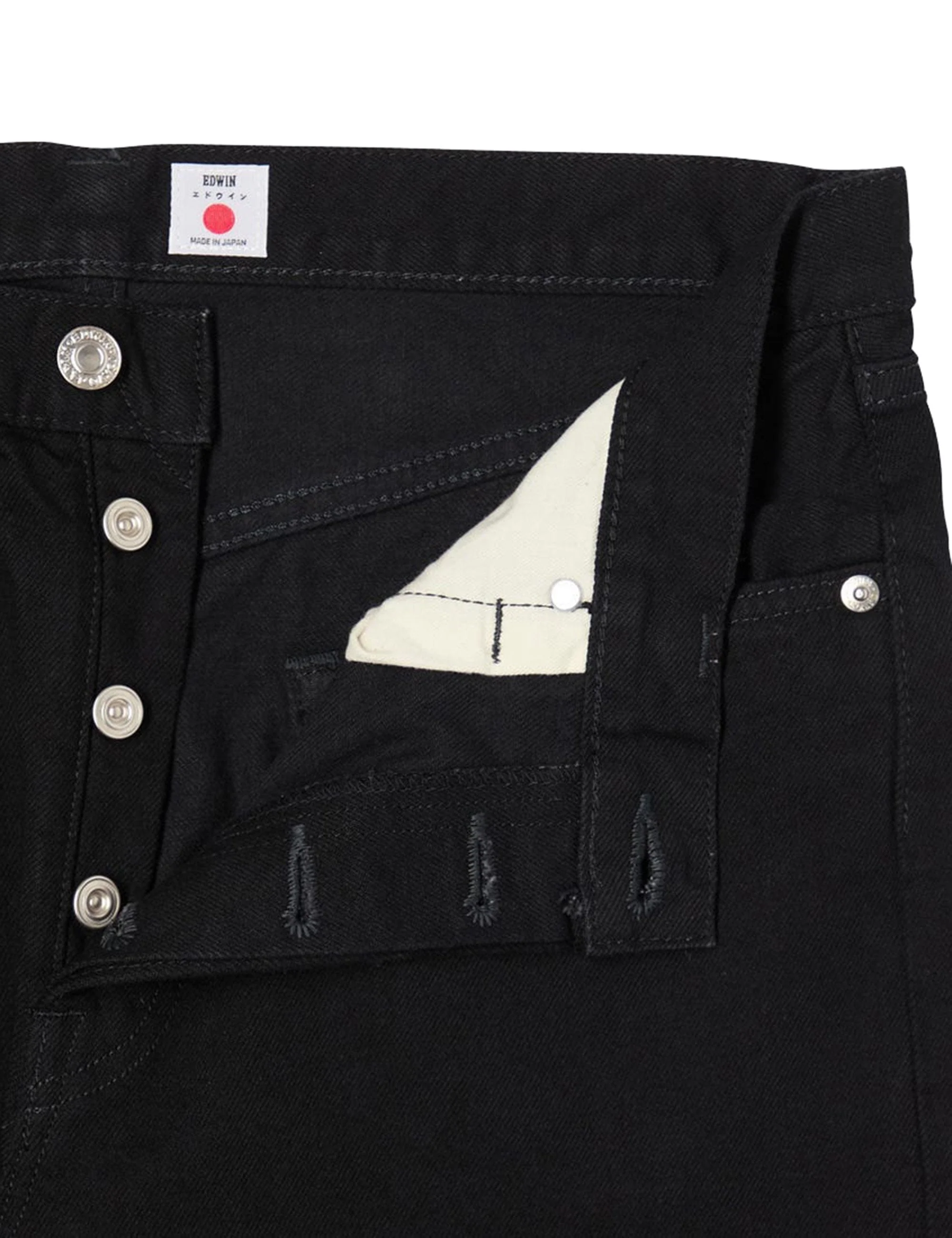 Slim Tapered Kaihara Stretch Jeans - Black, Unwashed - Image 3