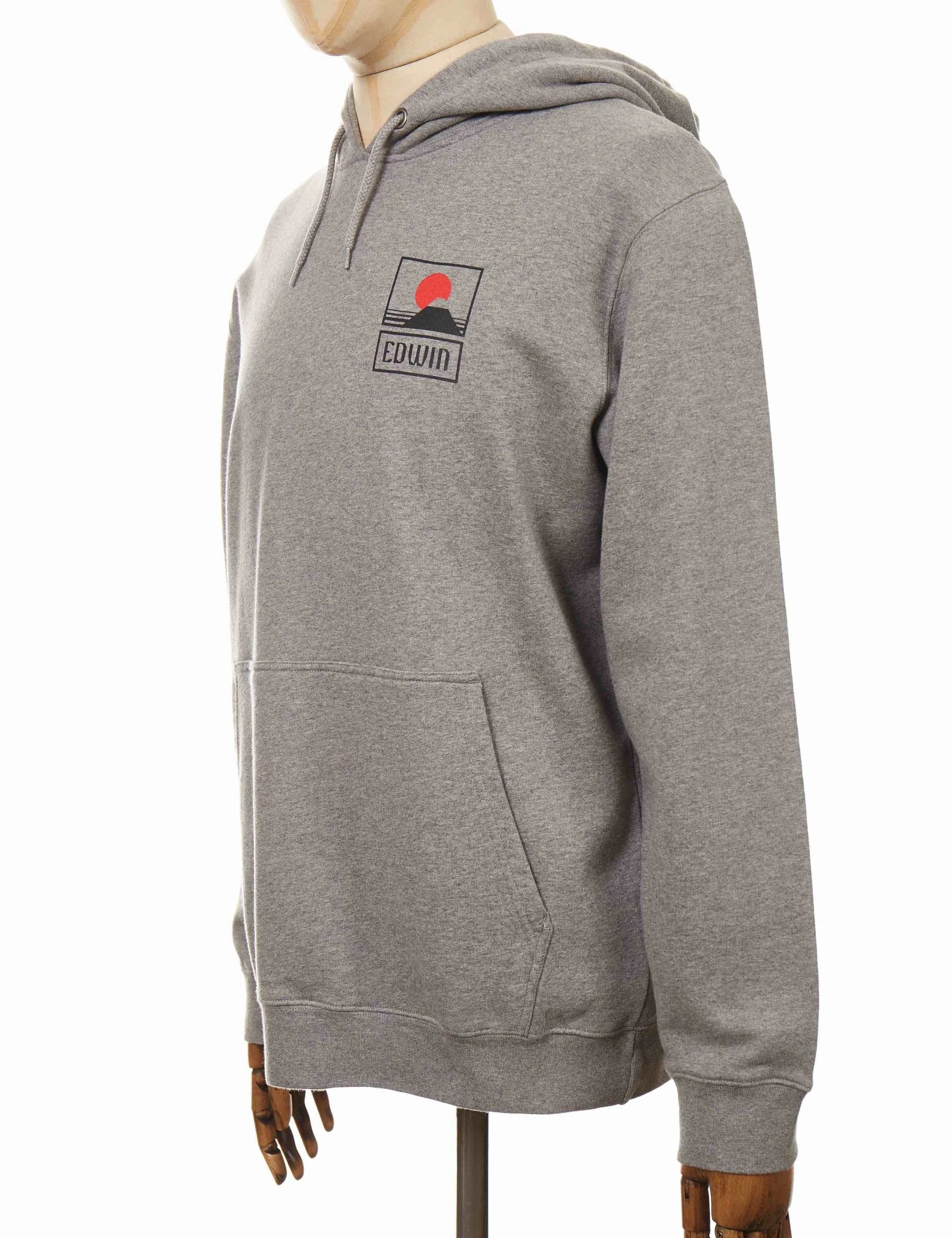 Sunset on Mt Fuji Hooded Sweat - Mid Grey Marl - Image 4