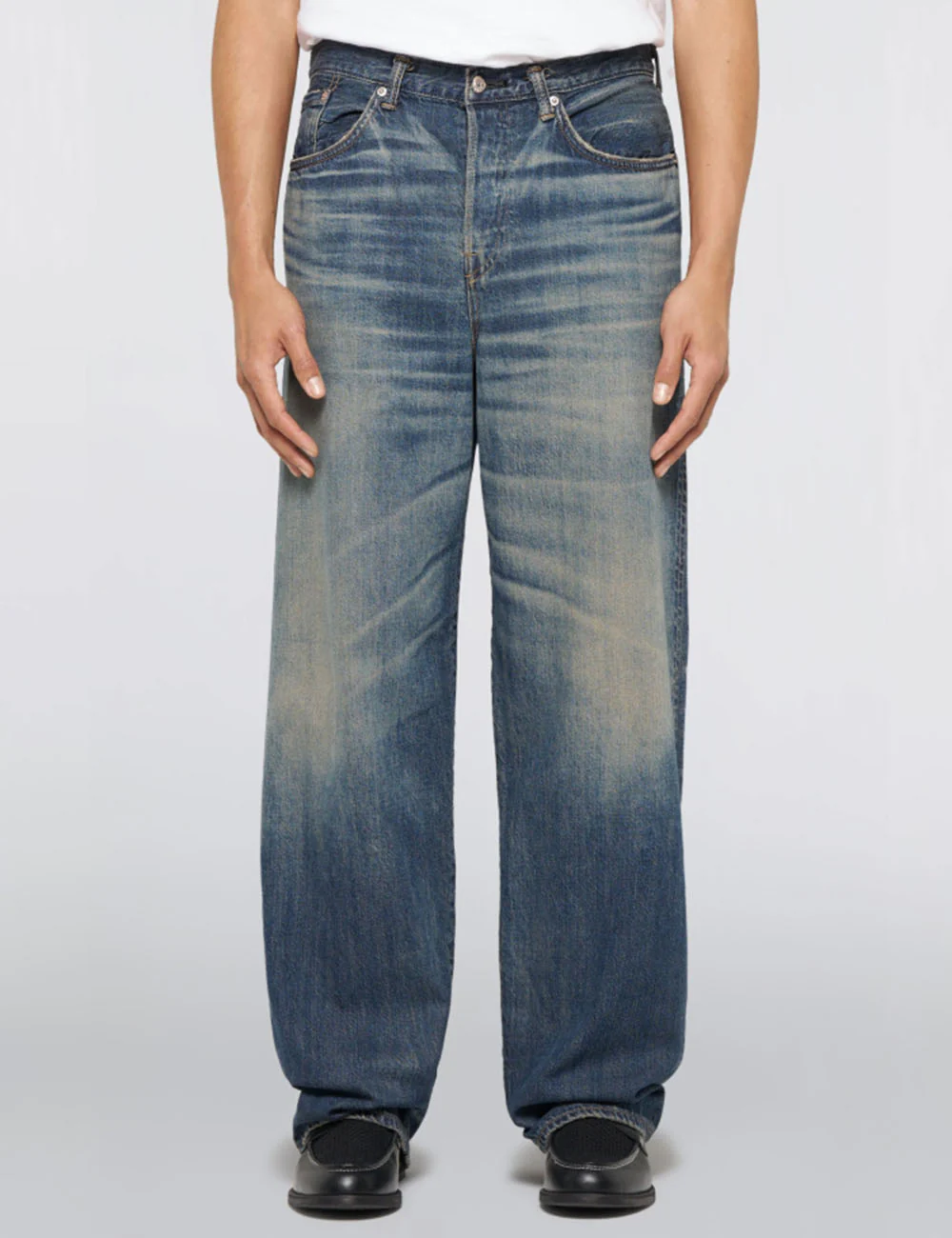 Wide Red Selvedge Jeans - Blue, Dark Used Wash - Image 2