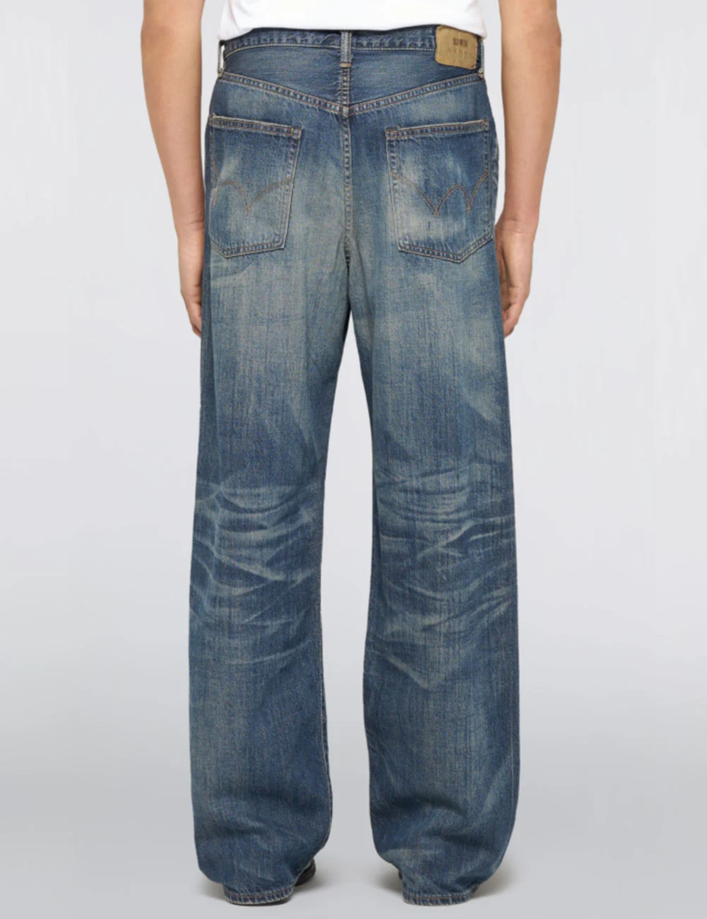 Wide Red Selvedge Jeans - Blue, Dark Used Wash - Image 4