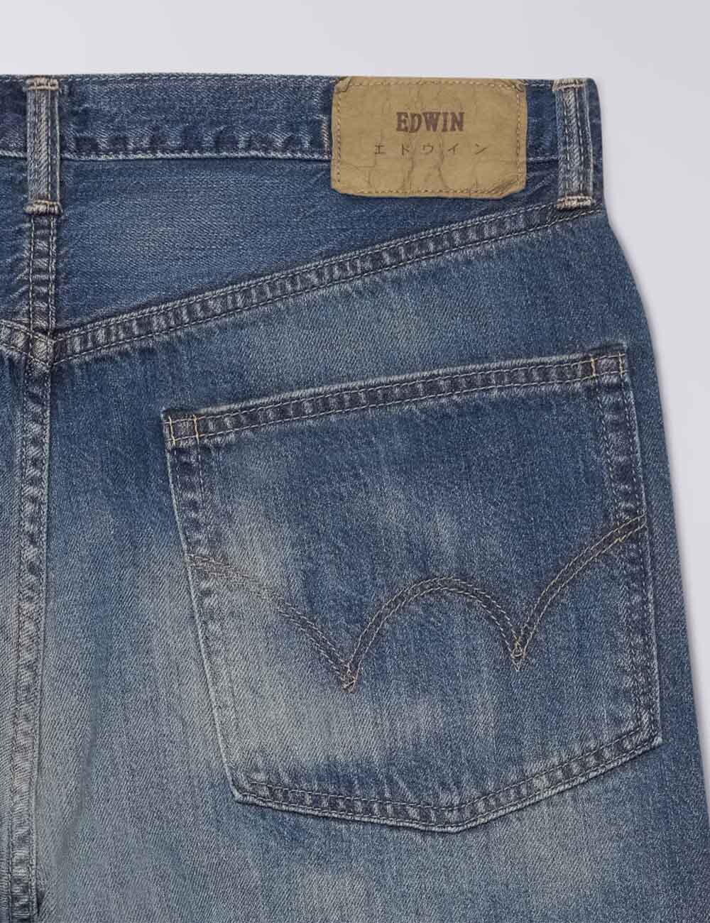 Wide Red Selvedge Jeans - Blue, Dark Used Wash - Image 5