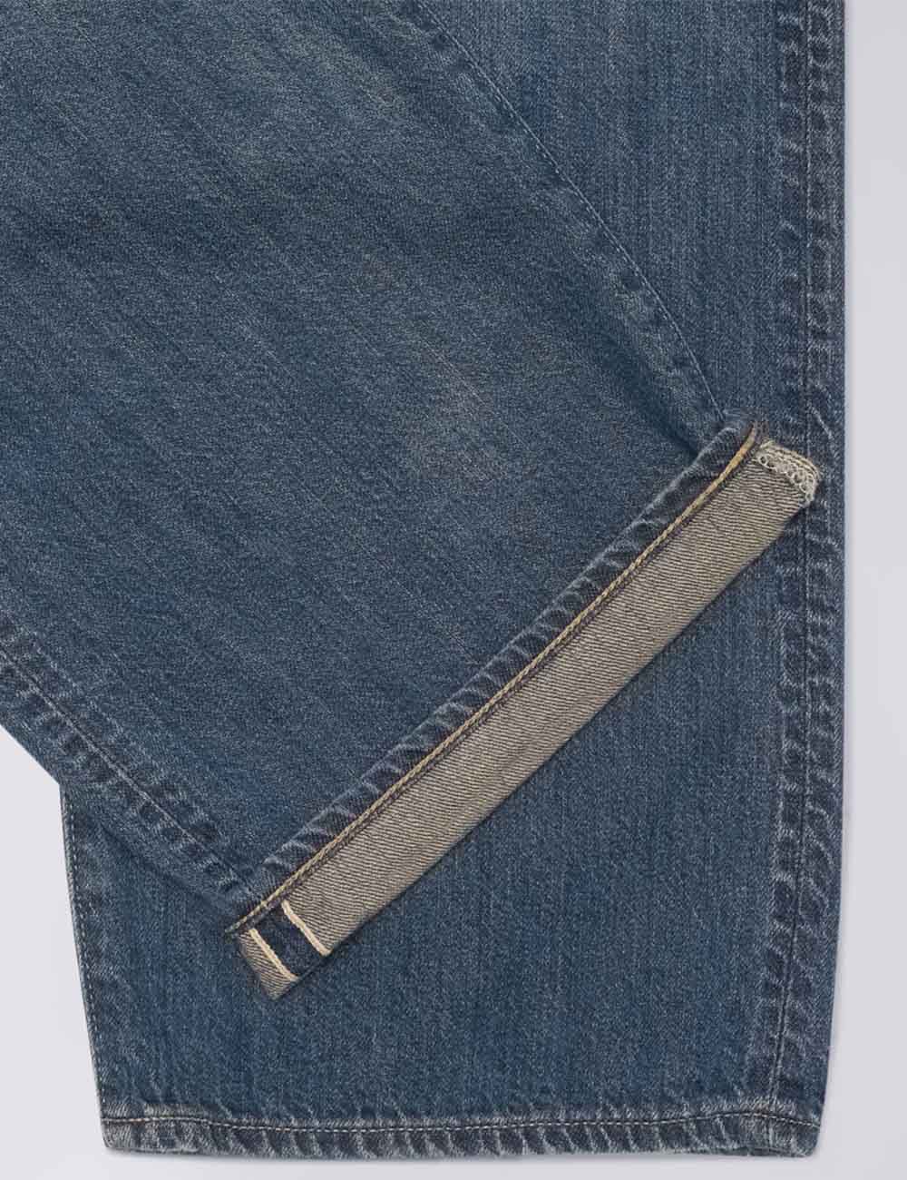 Wide Red Selvedge Jeans - Blue, Dark Used Wash - Image 7