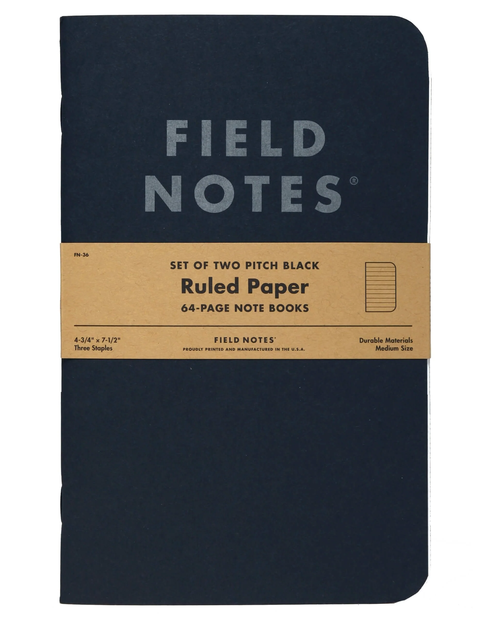 Pitch Black Large Notebook - Ruled Paper